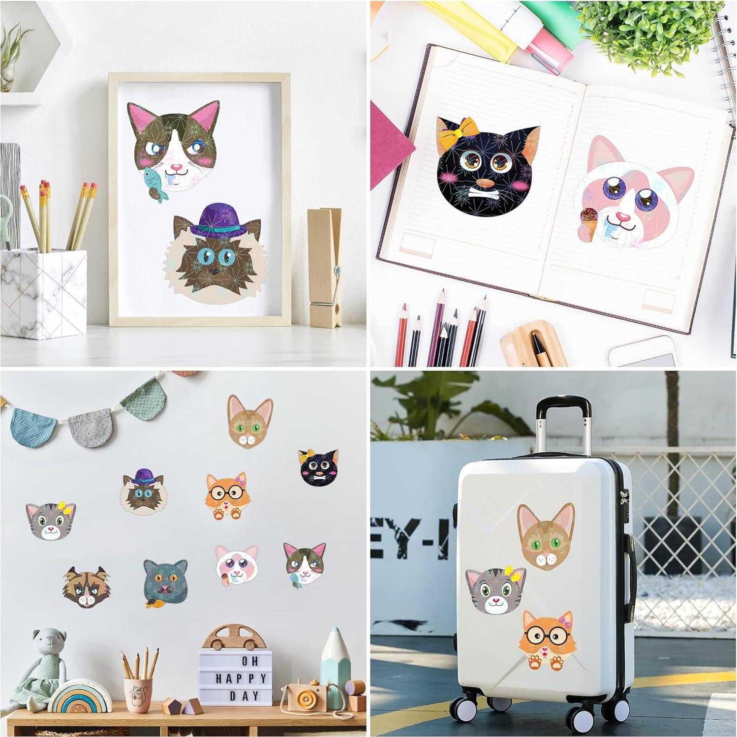 Stickers Holográficos de Gatos HubirdSall - 45 Piezas