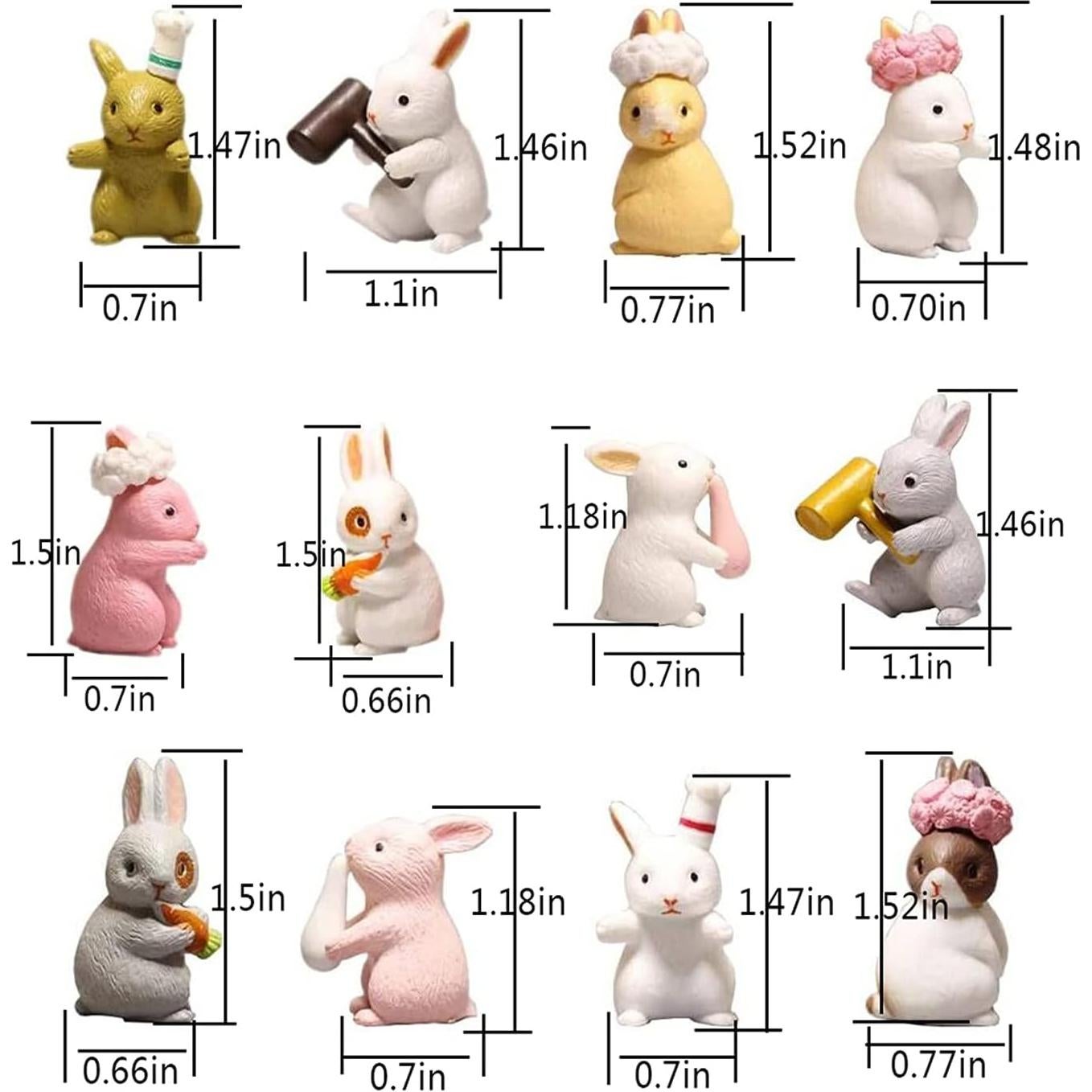 Conjunto de Muñecas Conejo Hvogvok - 12 Piezas Decorativas