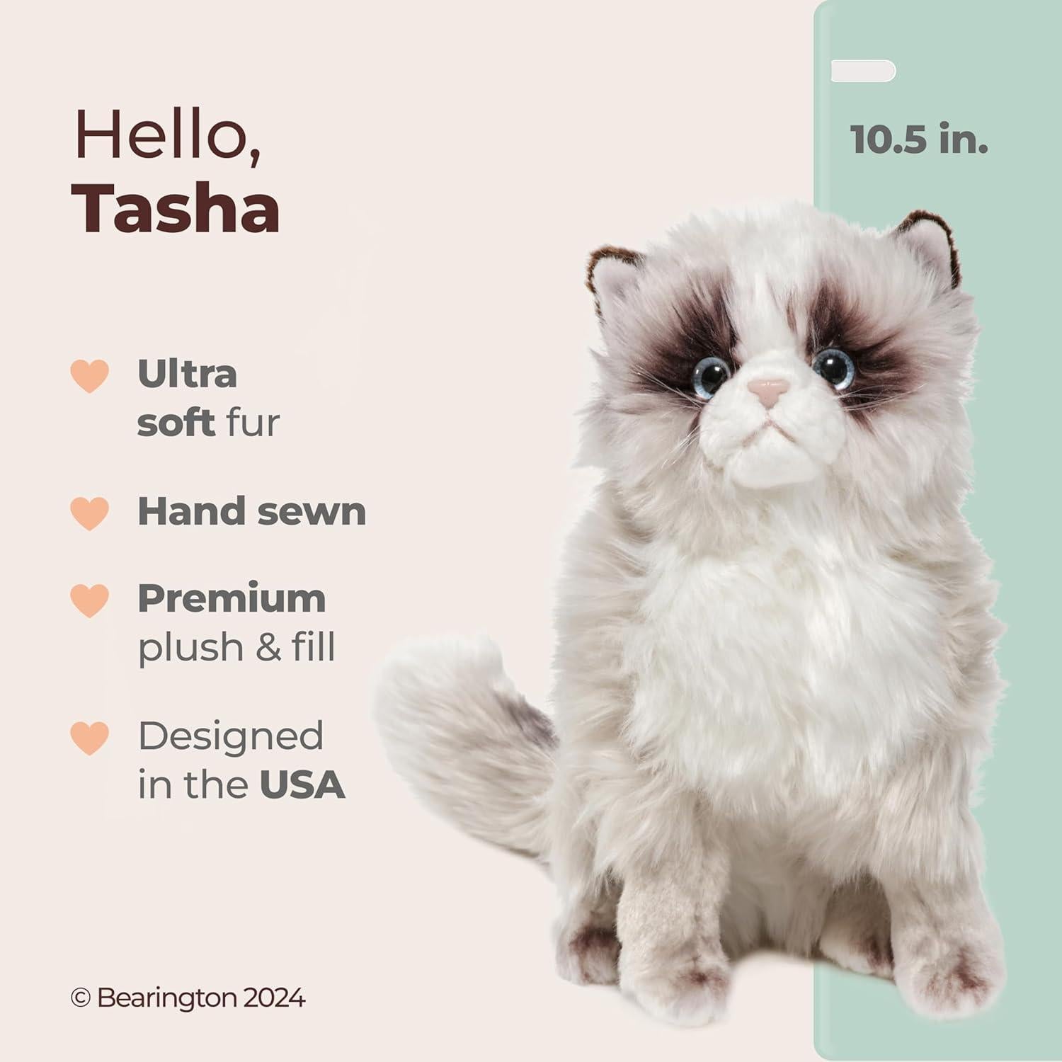Peluche Gato Realista Bearington Tasha 26.67 cm Suave