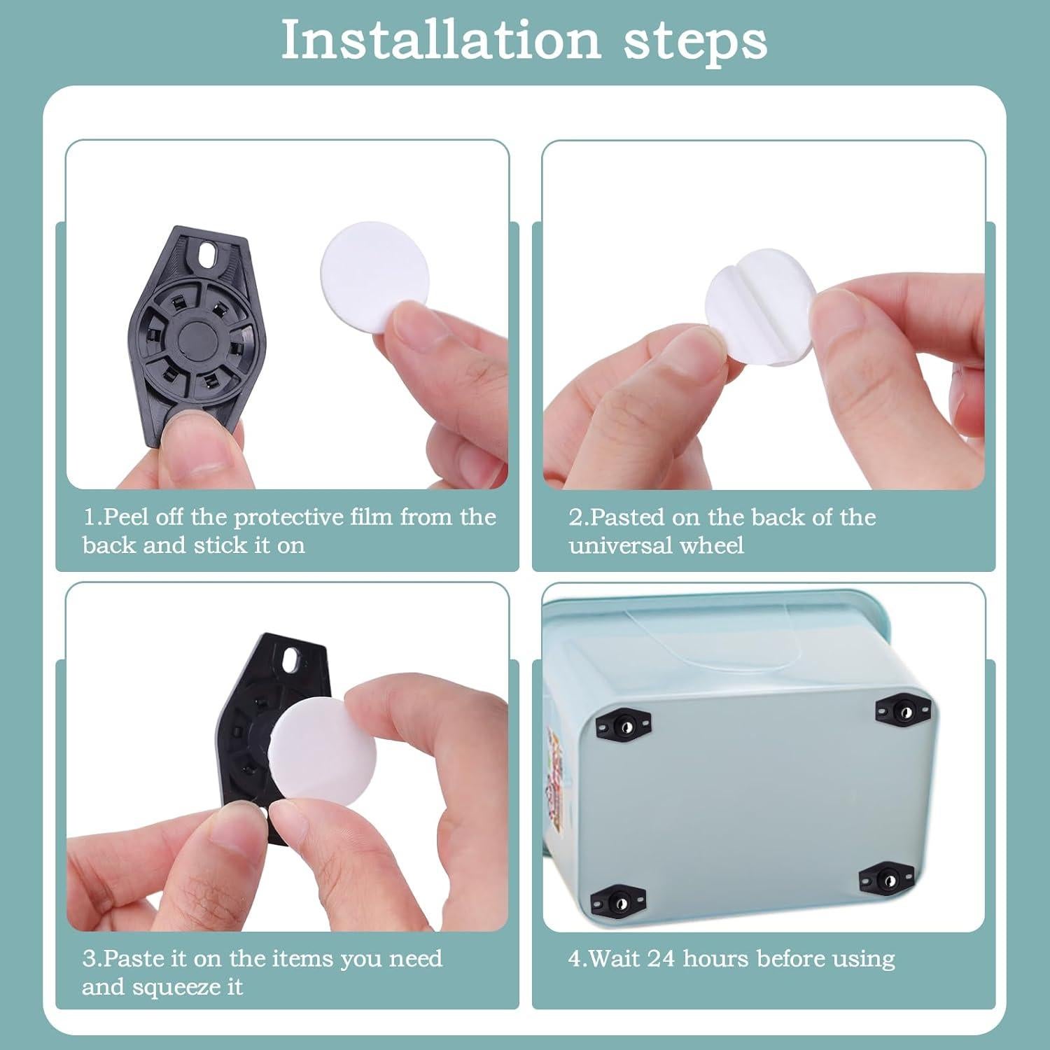 Ruedas Mini Autoadhesivas ATROPOS 20 Pcs 360° Rotación