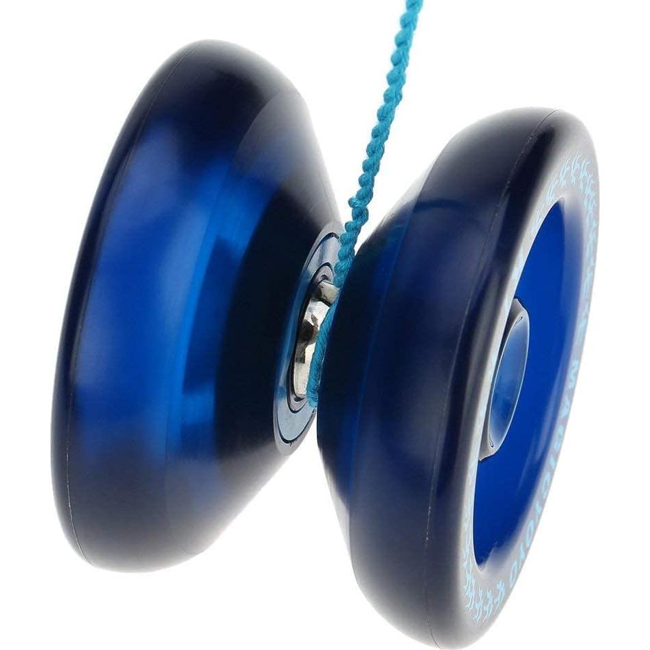 MAGICYOYO Responsive Yoyo K1 Tug Return Yo yo, Hubstacks Yo-yo for Kids Beginners Dual Purpose Yo Yo with Unresponsive Bearing, Storage Bag + 12 Yoyo Strings +Yo-Yo Glove +2 Yo yo Hubstacks (Blue)