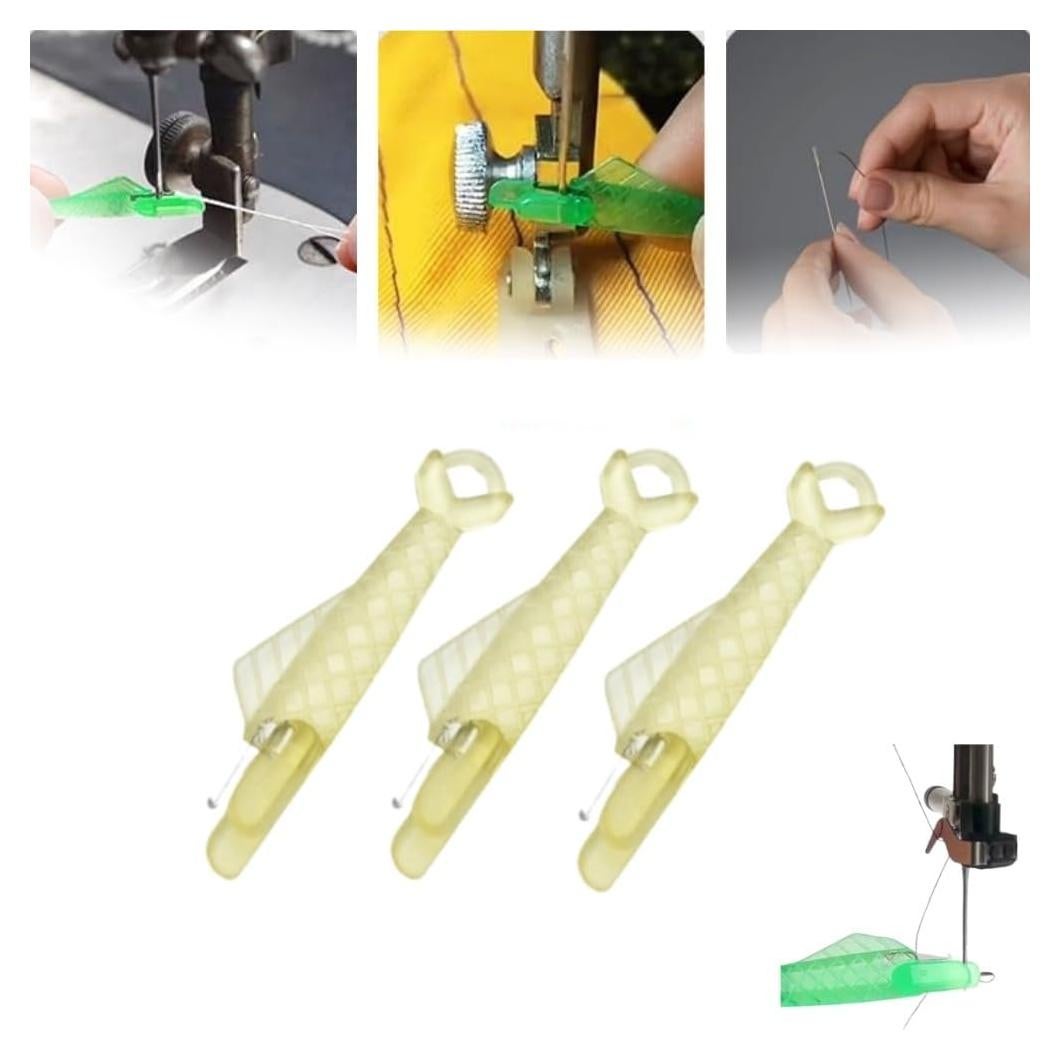 Sewing Machine Needle Threader,Sewing Machine Needle,DIY Needle Threaders,2024 New Quick Sewing Threader for Hand Upgraded Automatic Needle Threader Automatic Needle Threader (Yellow 3 pcs)