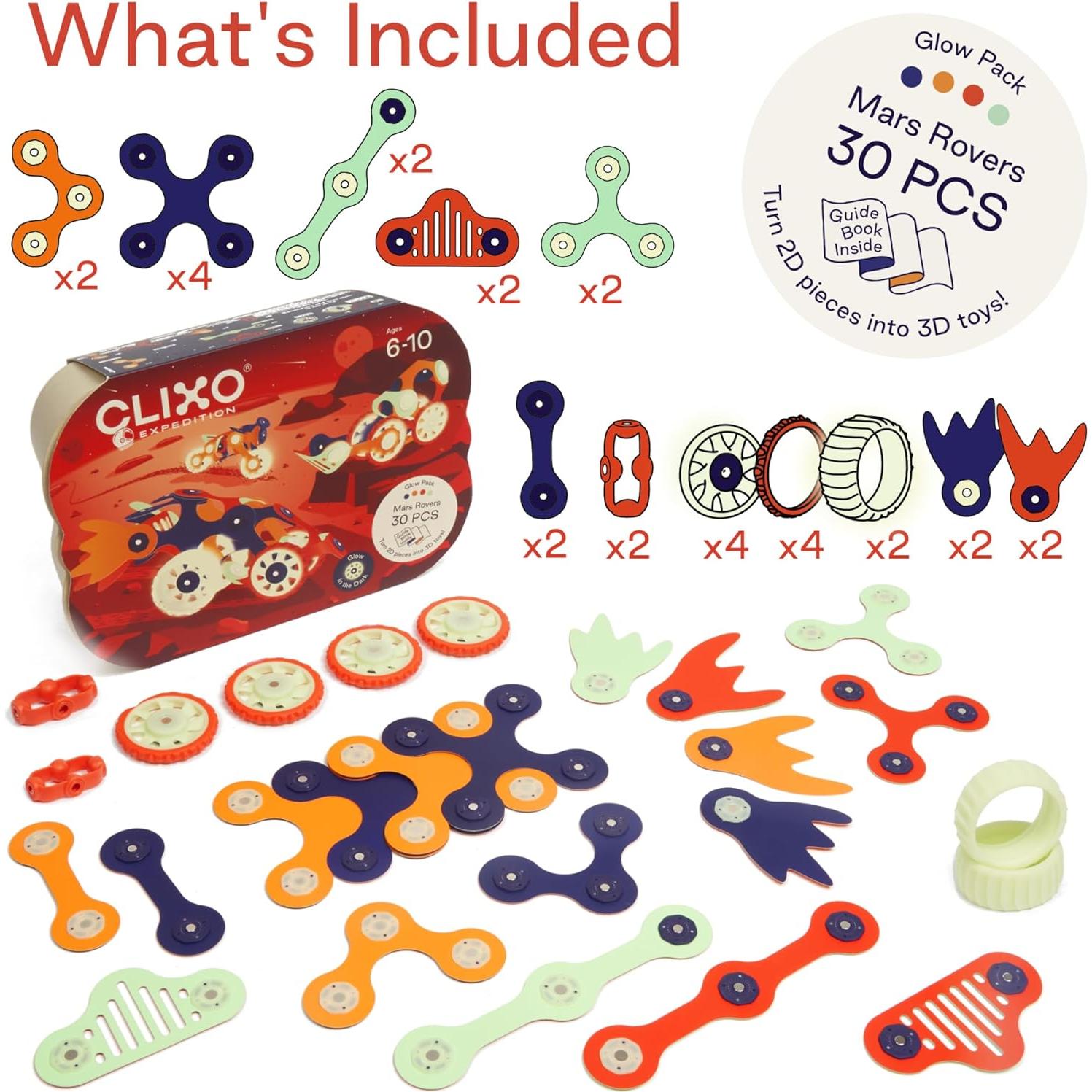 Juguete de Construcción Magnético Clixo Rovers de Marte 30 Piezas