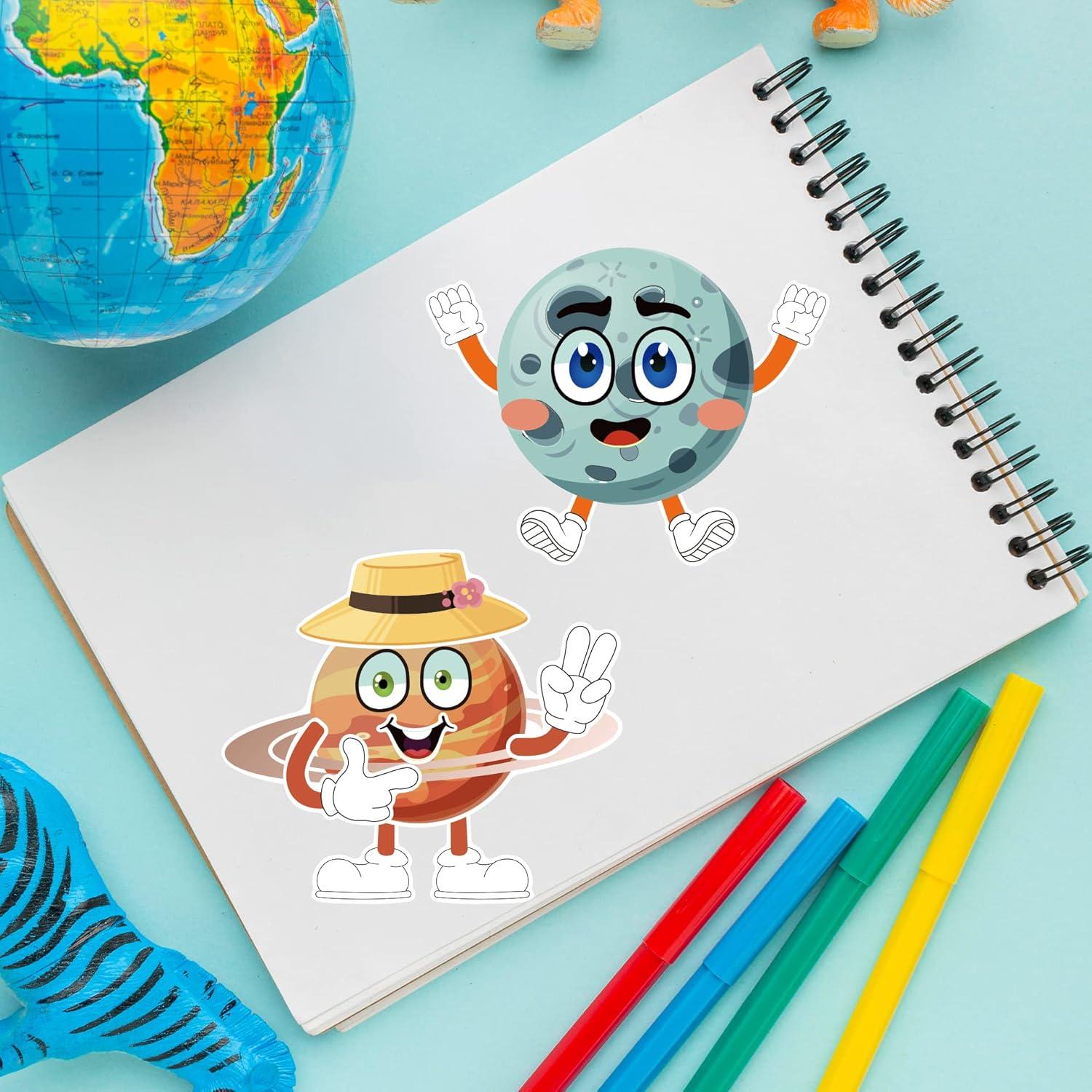 24 Stickers de Planetas T-Antrix para Niños - Manualidades