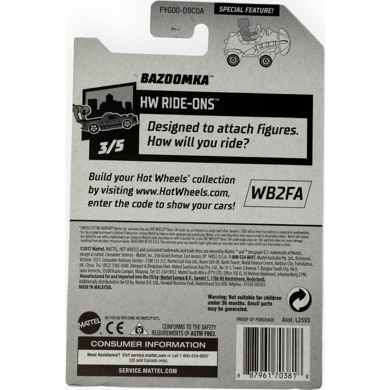 Hot Wheels Coche de avión Bazoomka 2019 Mattel 17.8x12.7cm