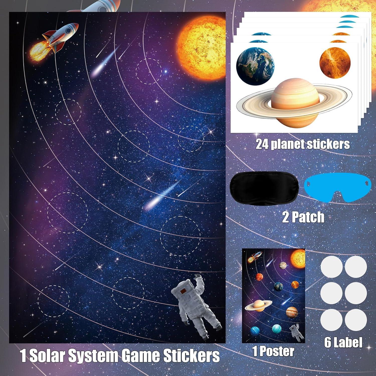 Juego de Fiesta del Sistema Solar Hxezoc con Póster y Stickers