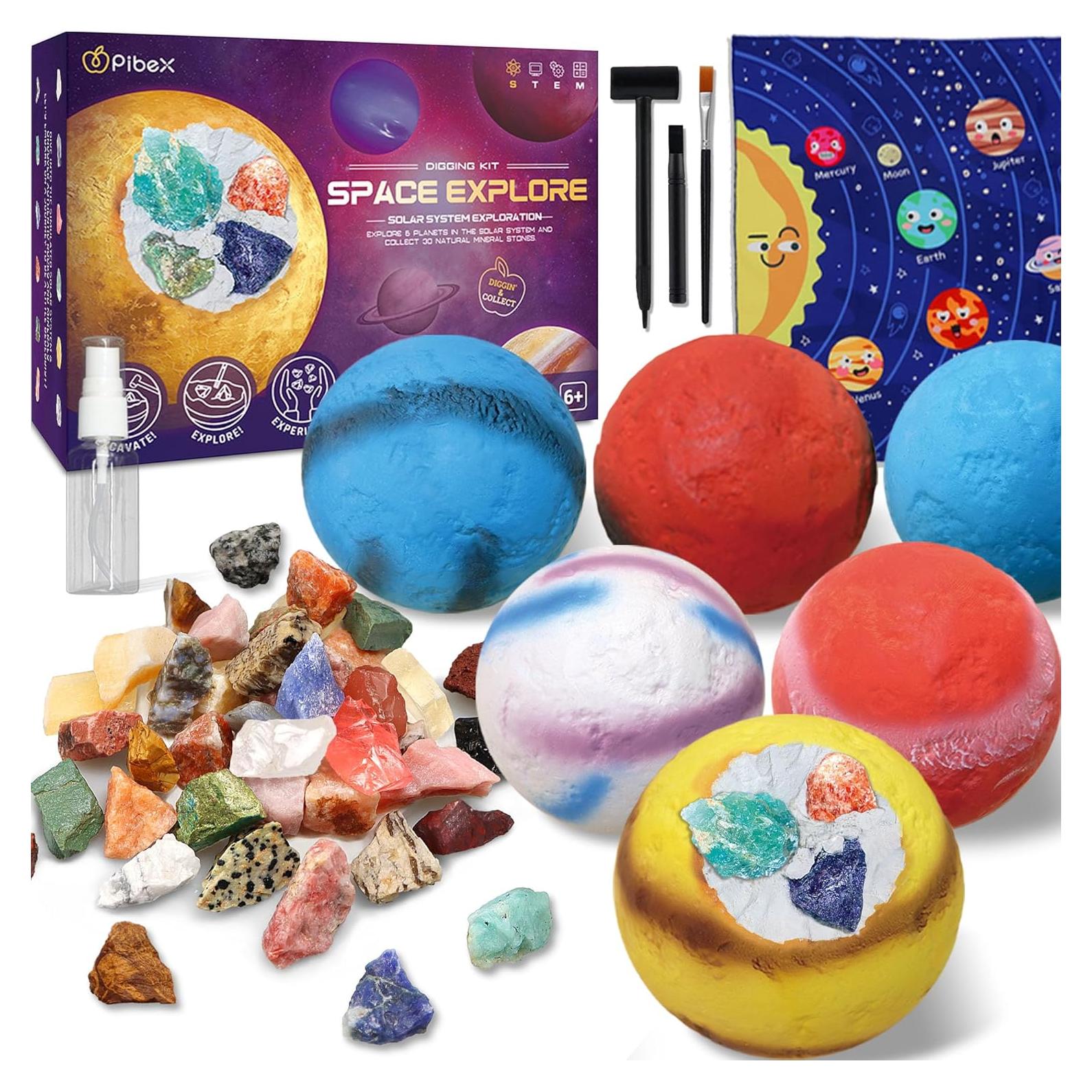 Kit de Excavación de Gemas PIBEX - 30 Rocas en 6 Planetas