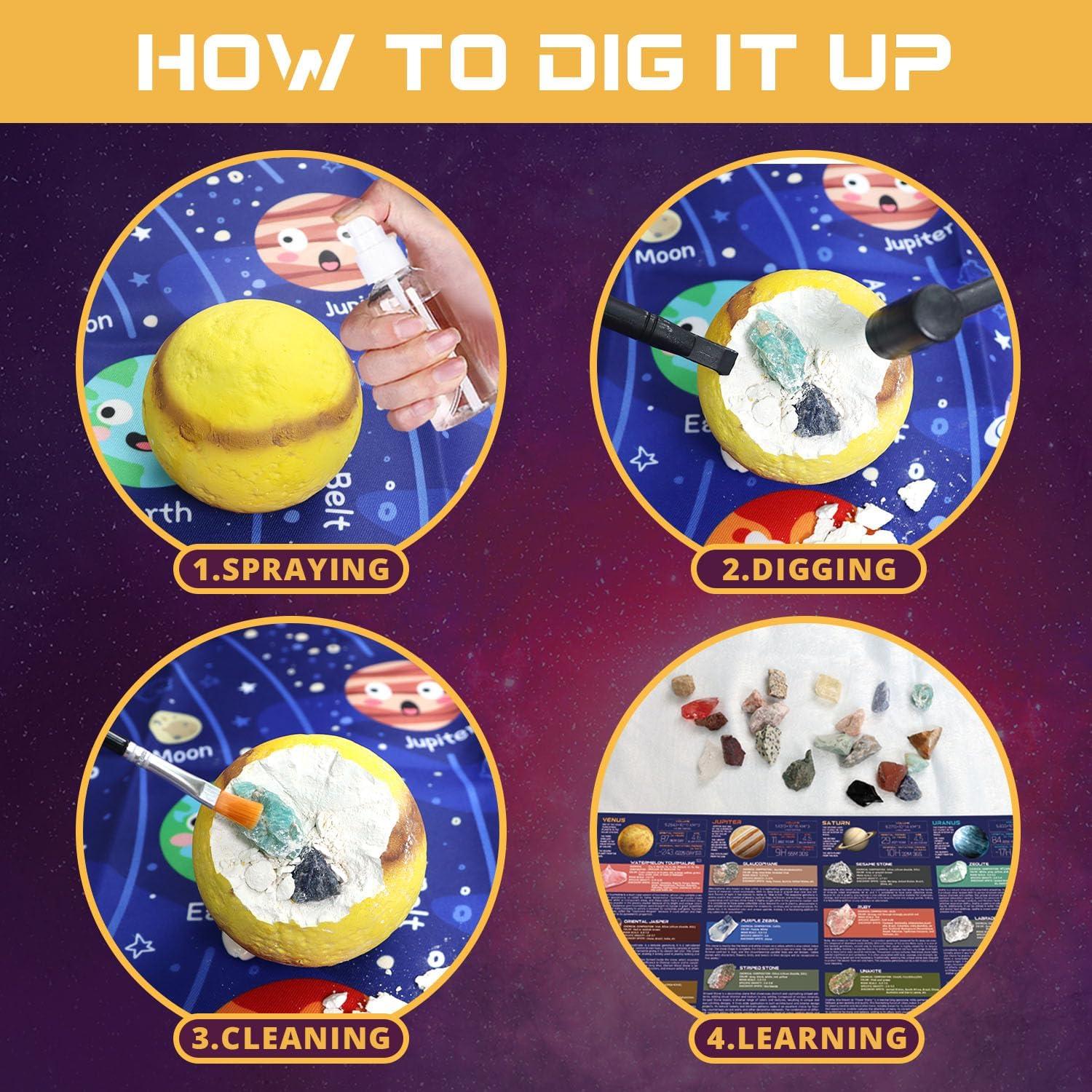 Kit de Excavación de Gemas PIBEX - 30 Rocas en 6 Planetas