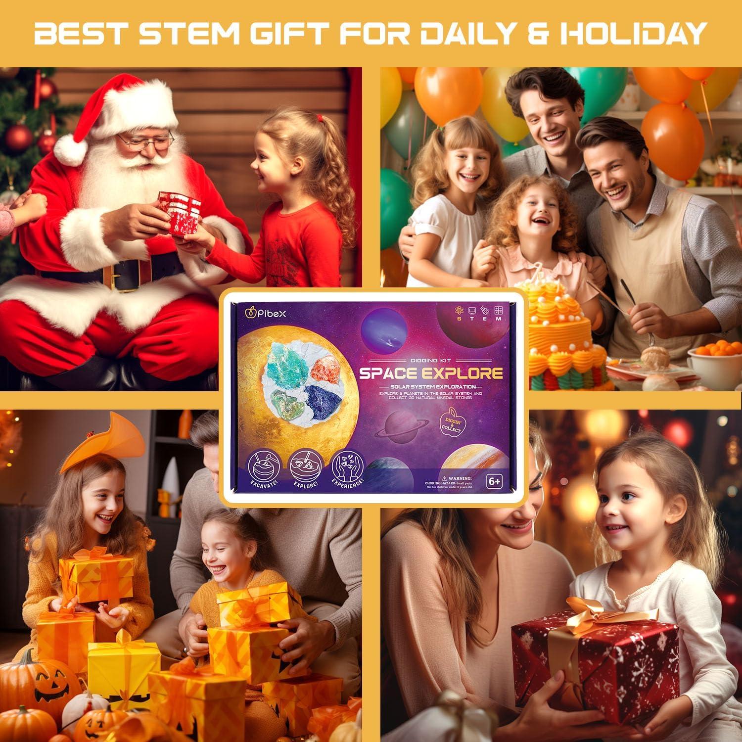 Kit de Excavación de Gemas PIBEX - 30 Rocas en 6 Planetas