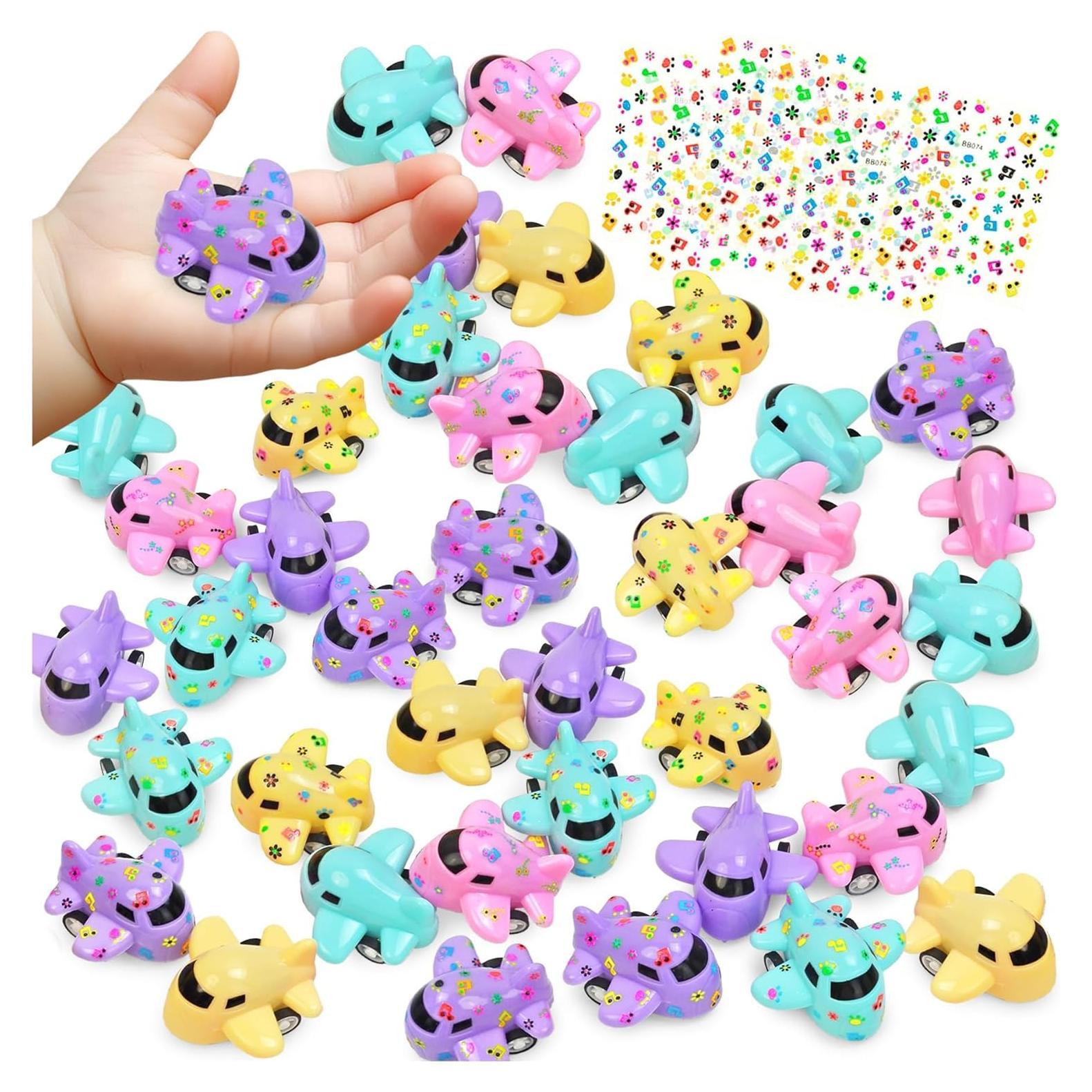 Vileafy Set de 40 Mini Aviones de Retroceso con Stickers DIY - Juguetes para Niños de 3 a 5 Años