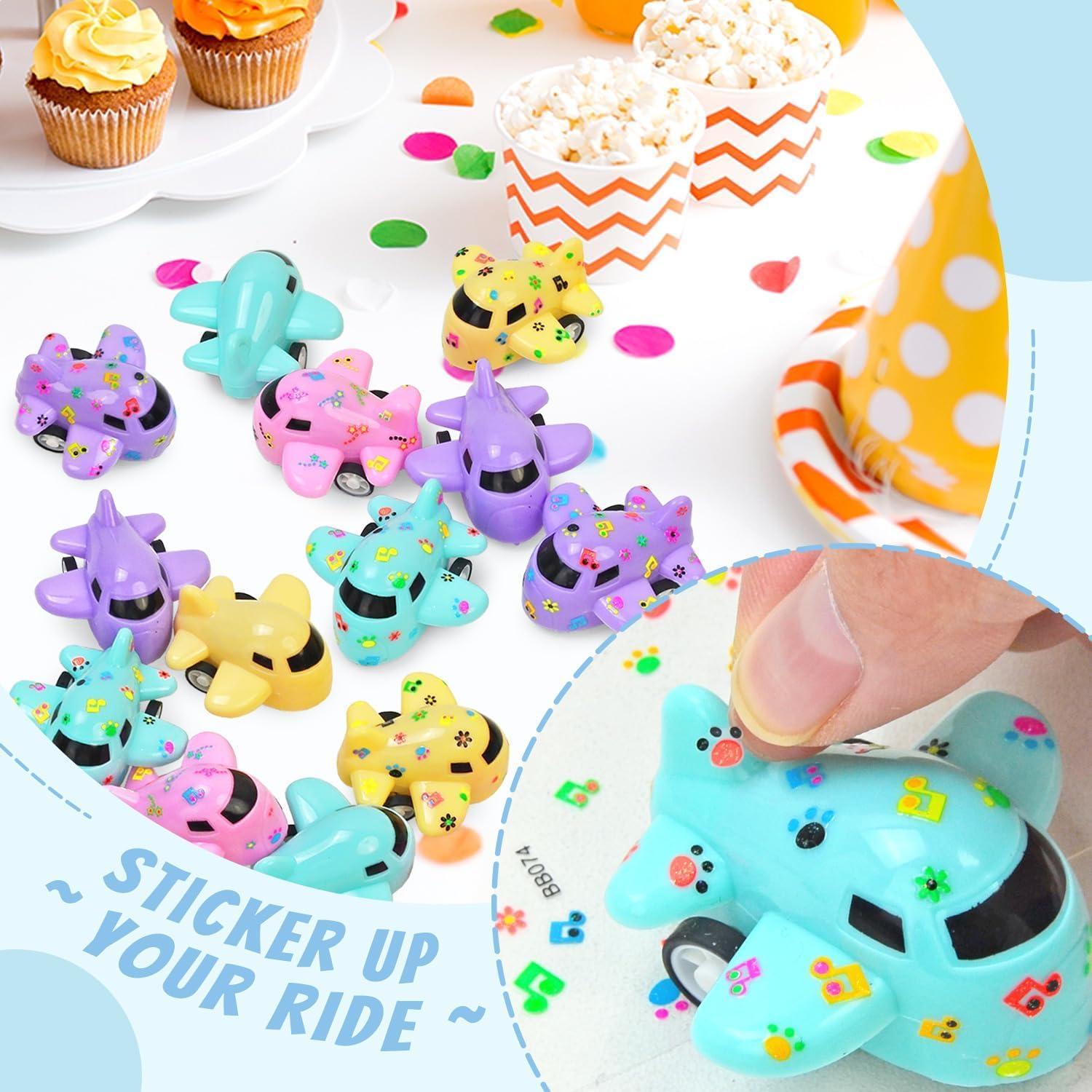 Vileafy Set de 40 Mini Aviones de Retroceso con Stickers DIY - Juguetes para Niños de 3 a 5 Años