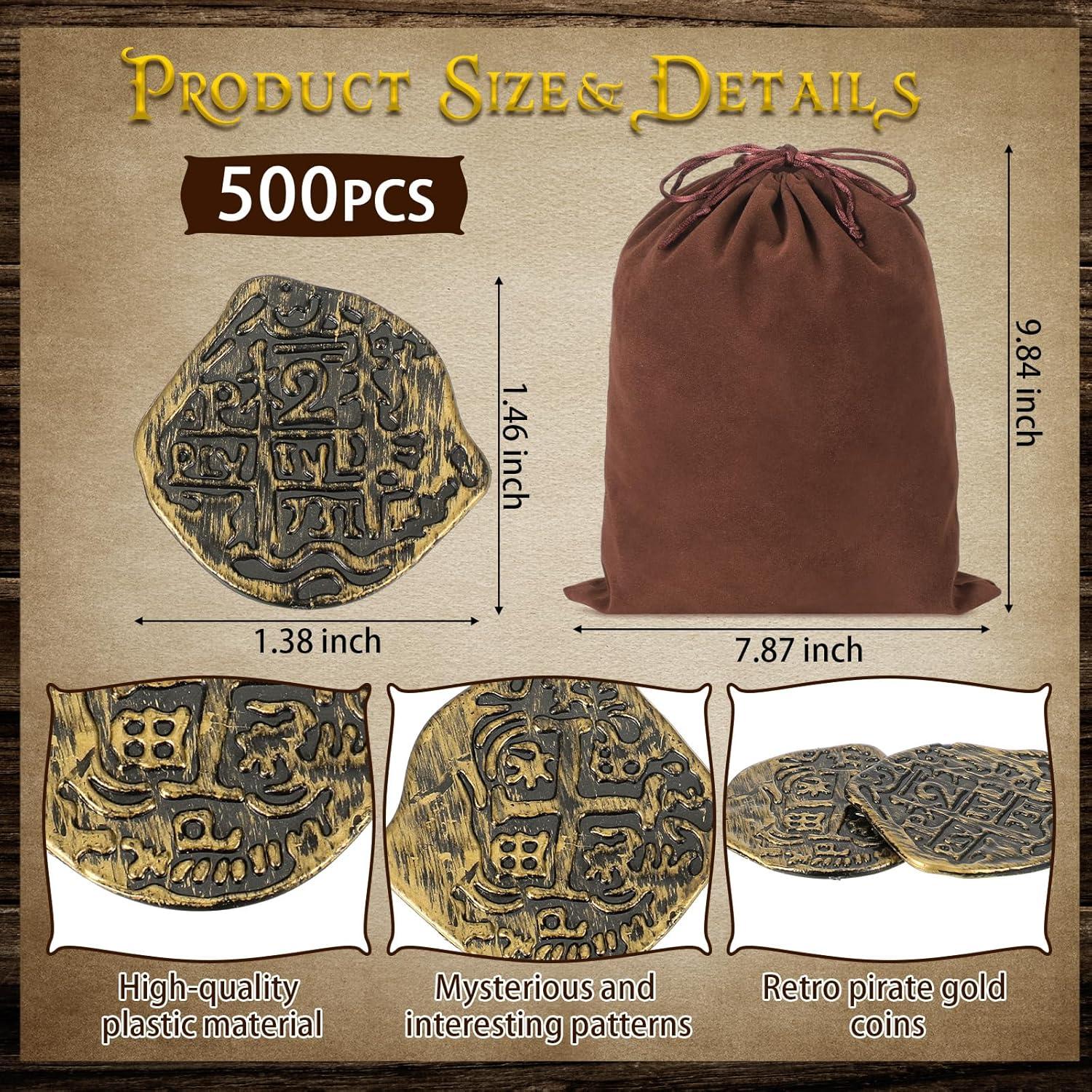 Juego de Monedas de Plástico Pirata Jenaai 500 Pcs Bronce