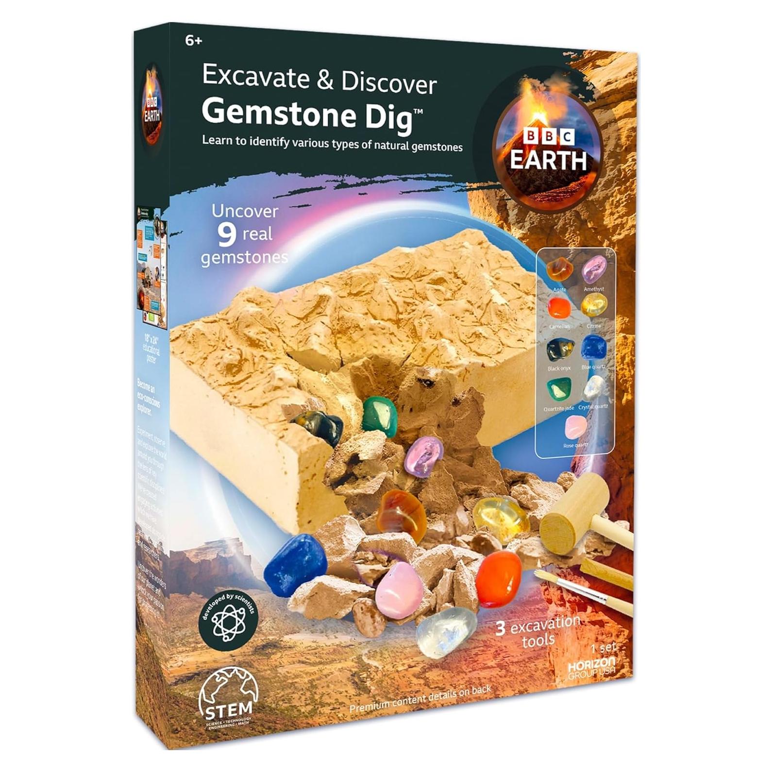 Kit de Excavación de Gemas BBC Earth - 9 Gemas Reales