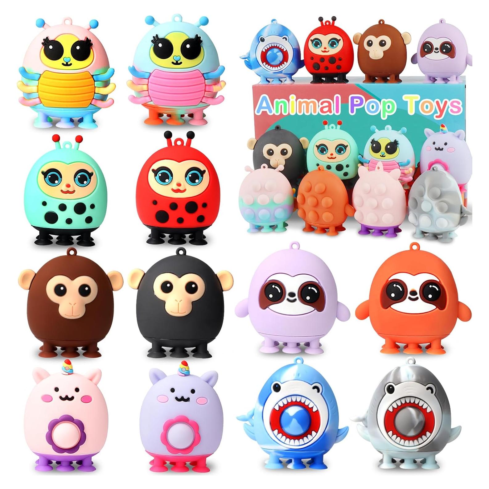 12 Juguetes Antiestrés de Succión de Animales KissFree