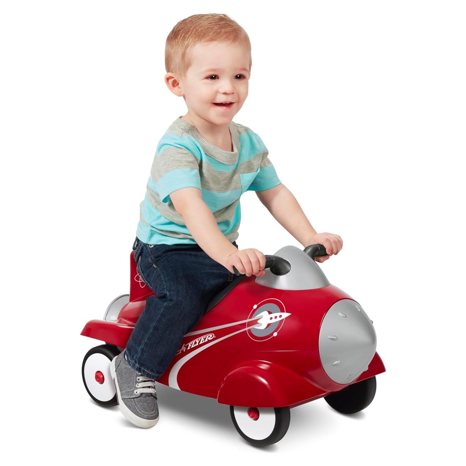 Cohete Retro Radio Flyer para Niños 1-3 Años, Rojo