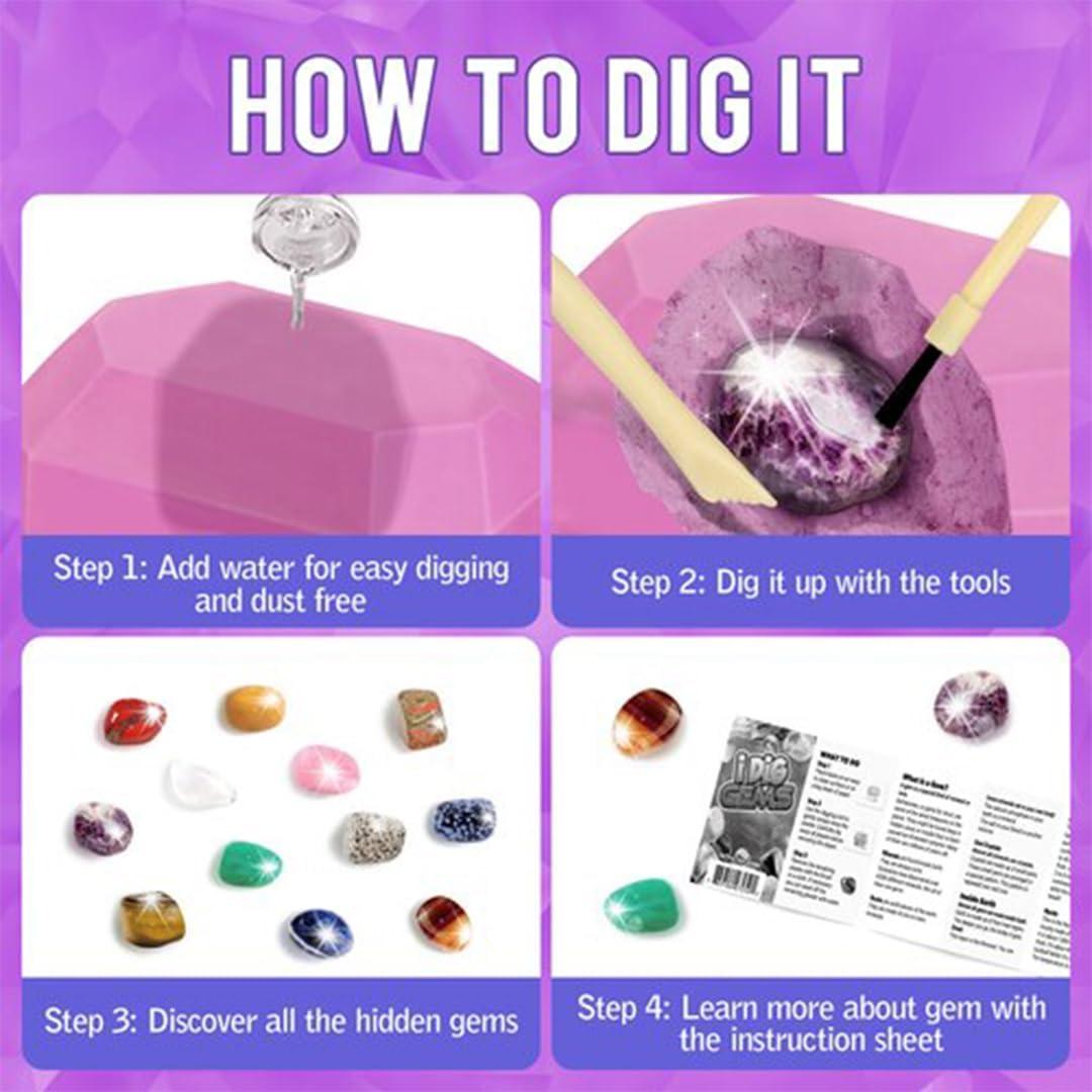 Kit de Excavación de Gemas Liberty Imports - 12 Paquetes Educativos