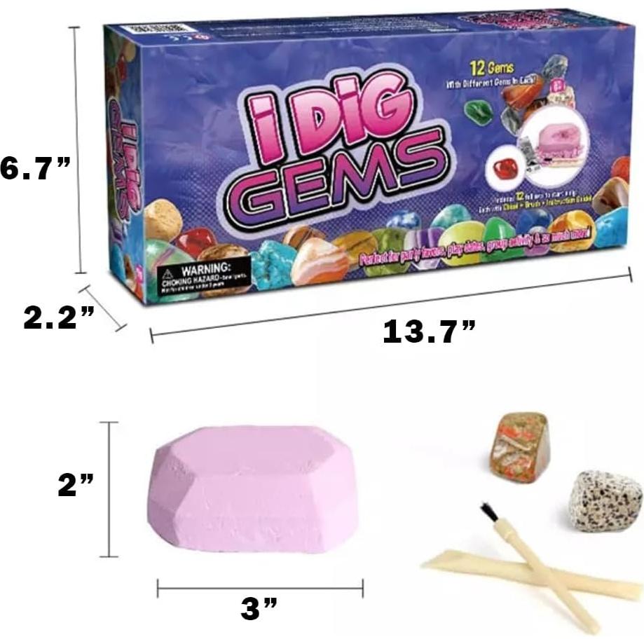 Kit de Excavación de Gemas Liberty Imports - 12 Paquetes Educativos
