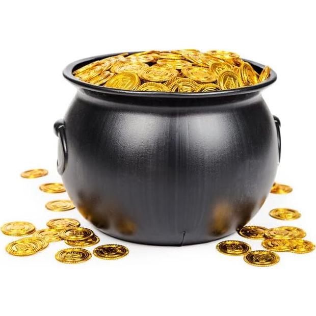 Monedas de Doblón de Plástico Doradas GiftExpress - 144 Unidades