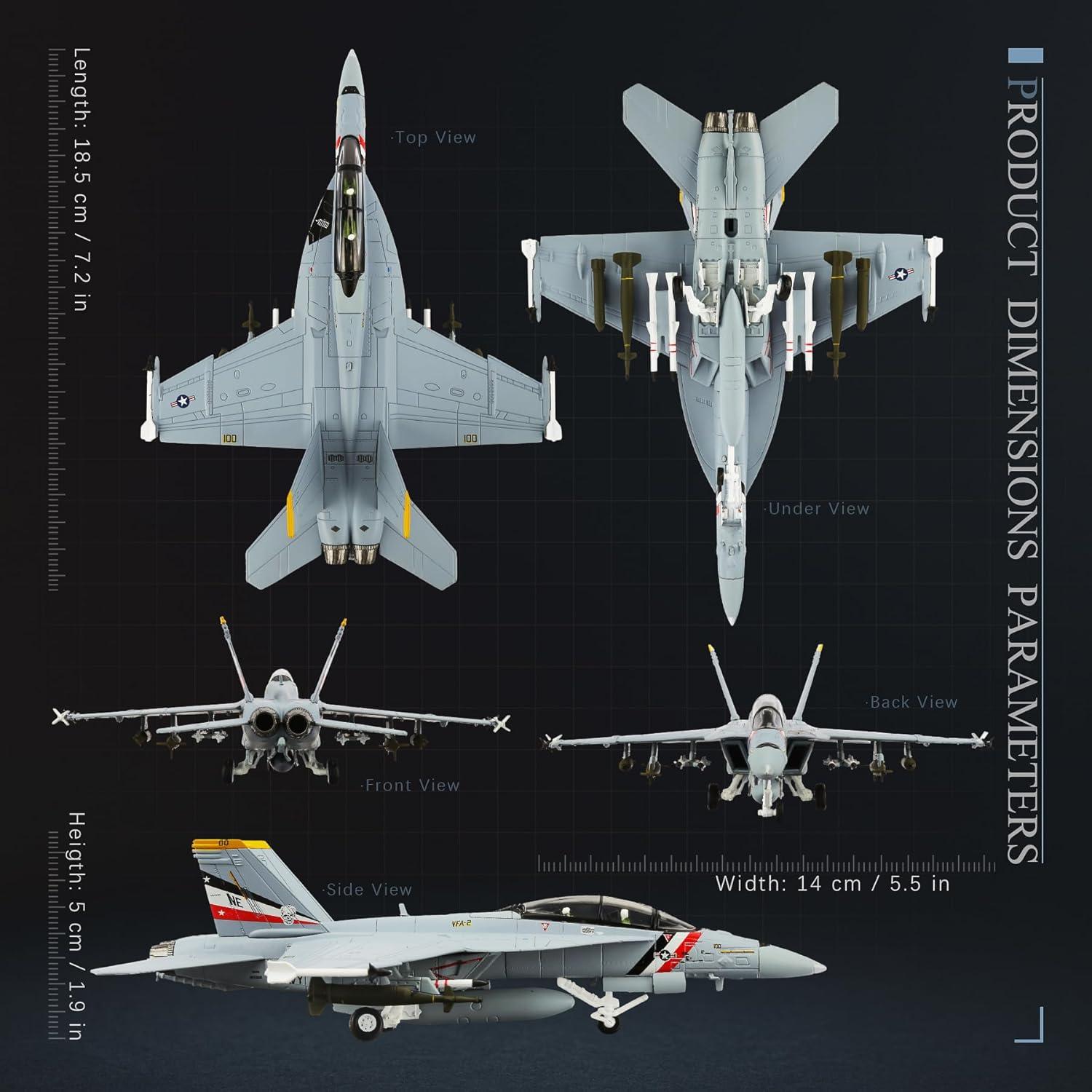 Modelo de Avión Militar HANGHANG F/A-18F Super Hornet 1/100