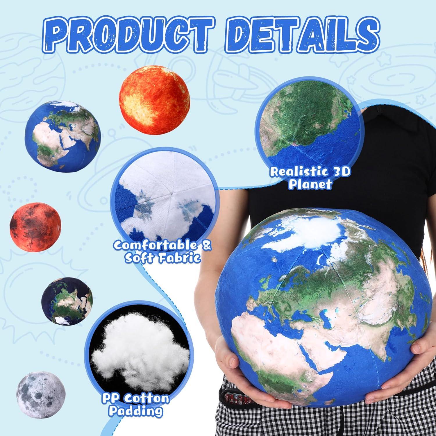 Set de 5 Almohadas de Peluche Planetas Arrowbash - Tierra, Luna, Sol