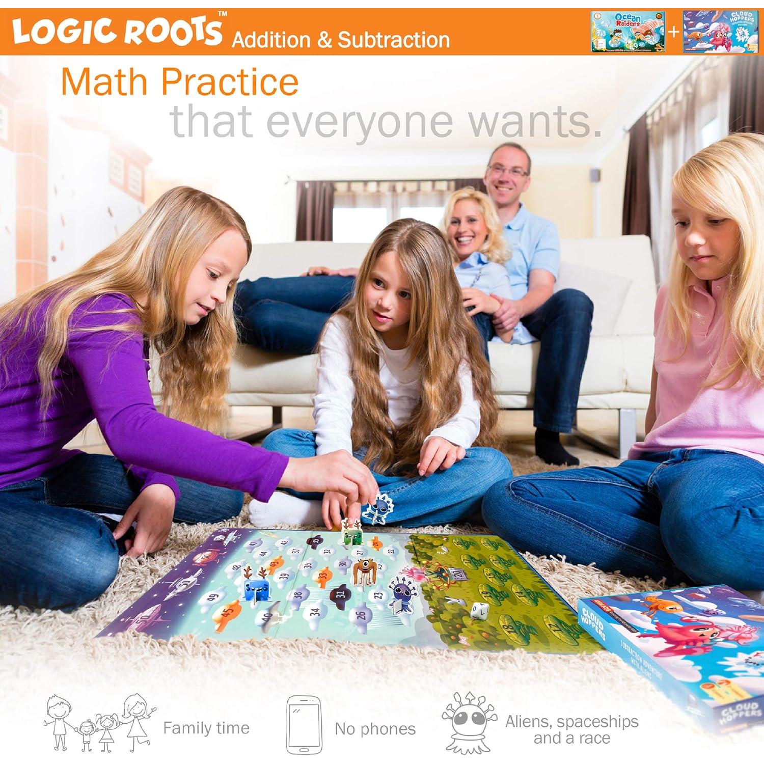 Juegos de Suma y Resta LogicRoots - Cazadores del Océano y Saltadores de Nubes