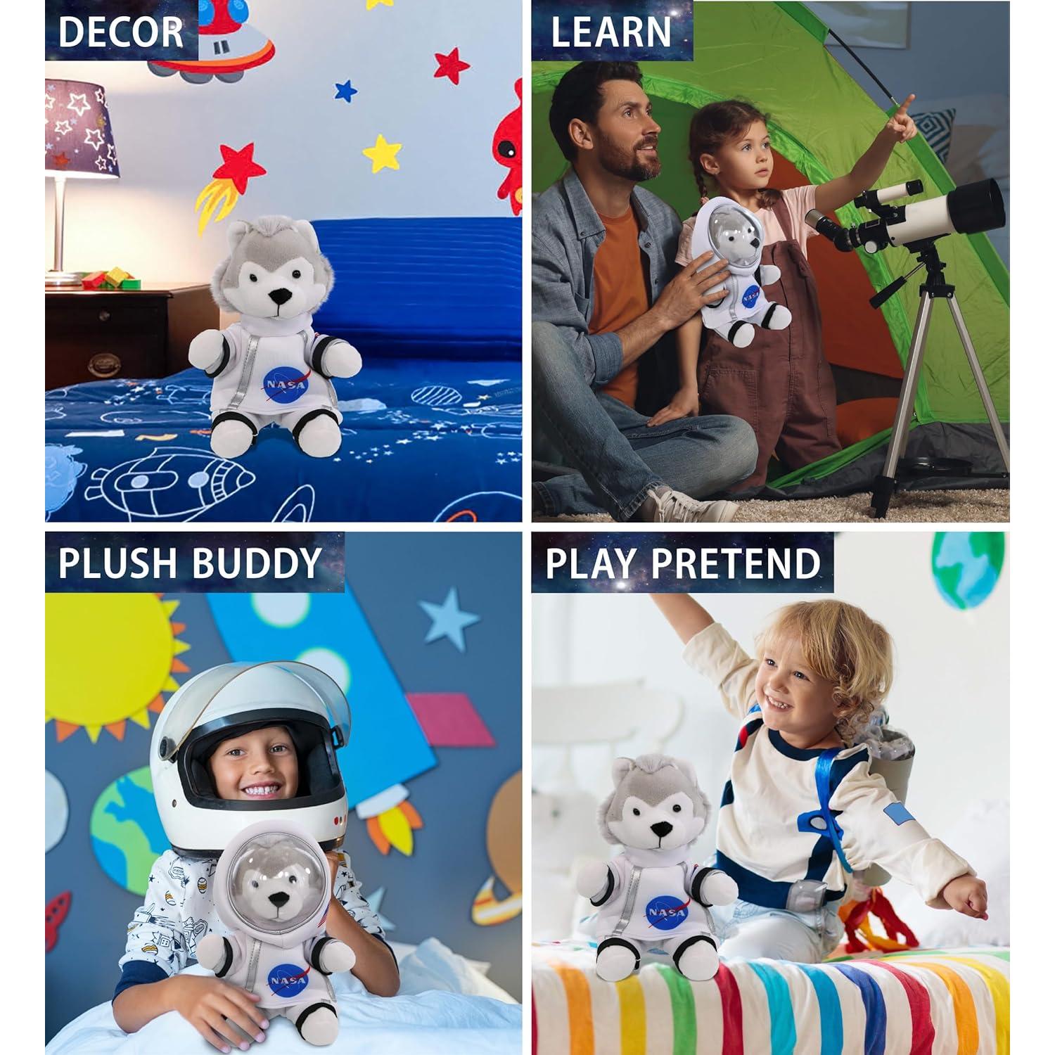 DolliBu Lobo Gris Astronauta de Peluche 15.24 cm Personalizable