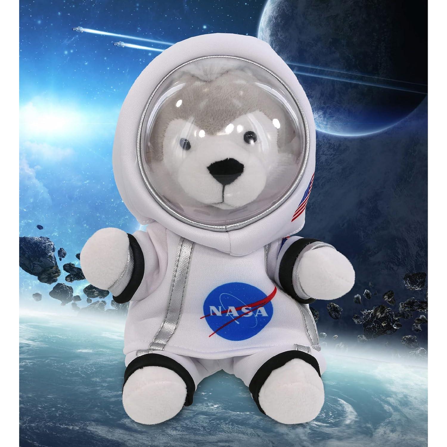 DolliBu Lobo Gris Astronauta de Peluche 15.24 cm Personalizable