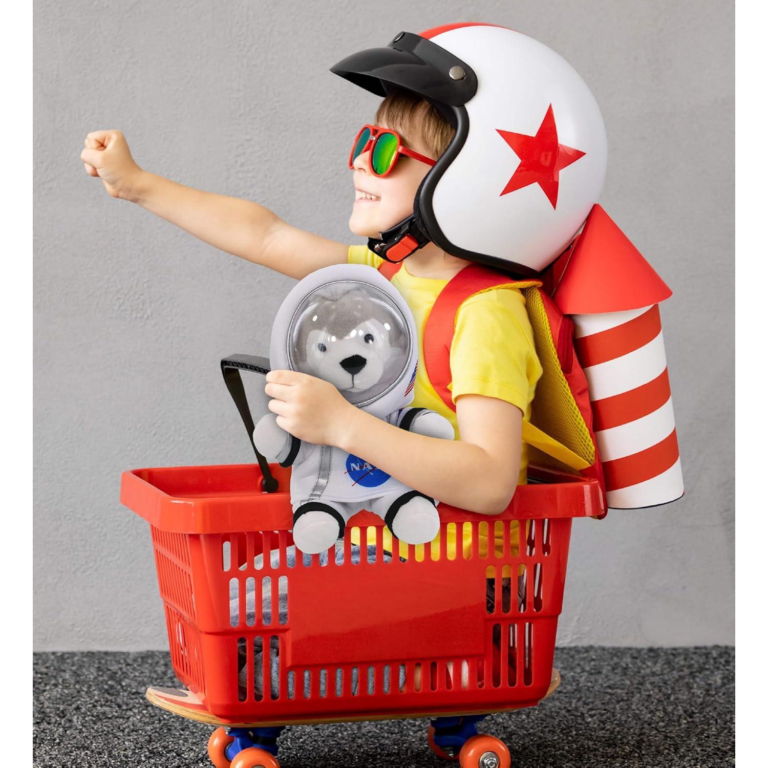 DolliBu Lobo Gris Astronauta de Peluche 15.24 cm Personalizable