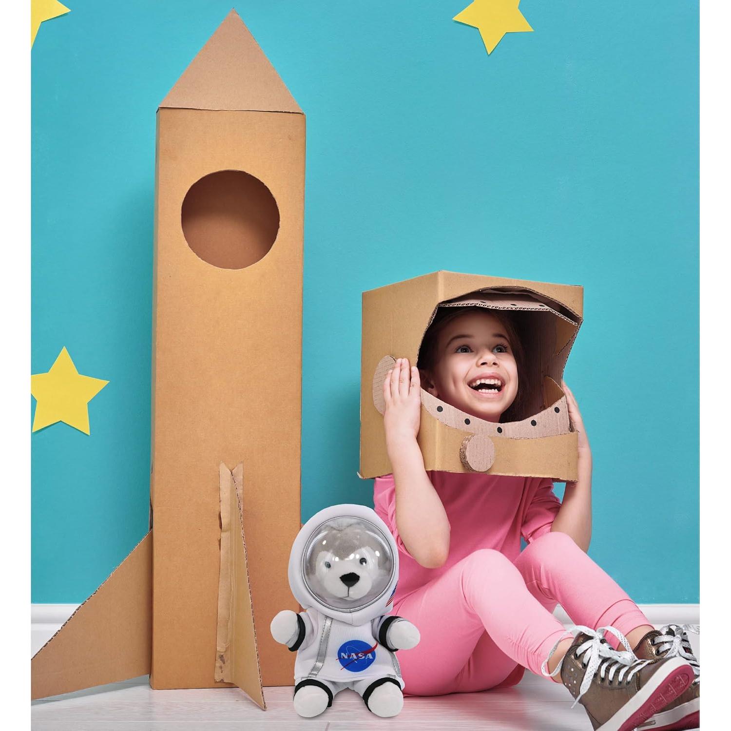 DolliBu Lobo Gris Astronauta de Peluche 15.24 cm Personalizable