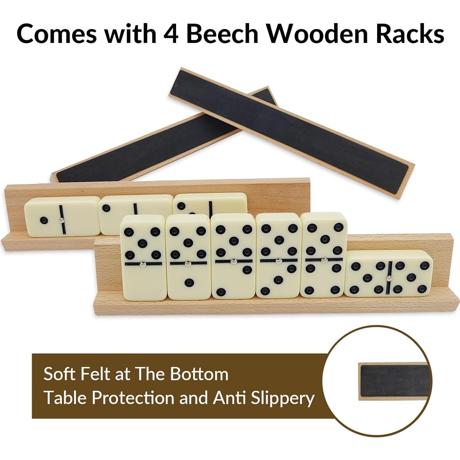 Juego de Dominó Doble 6 Uvcany con 4 Soportes de Madera
