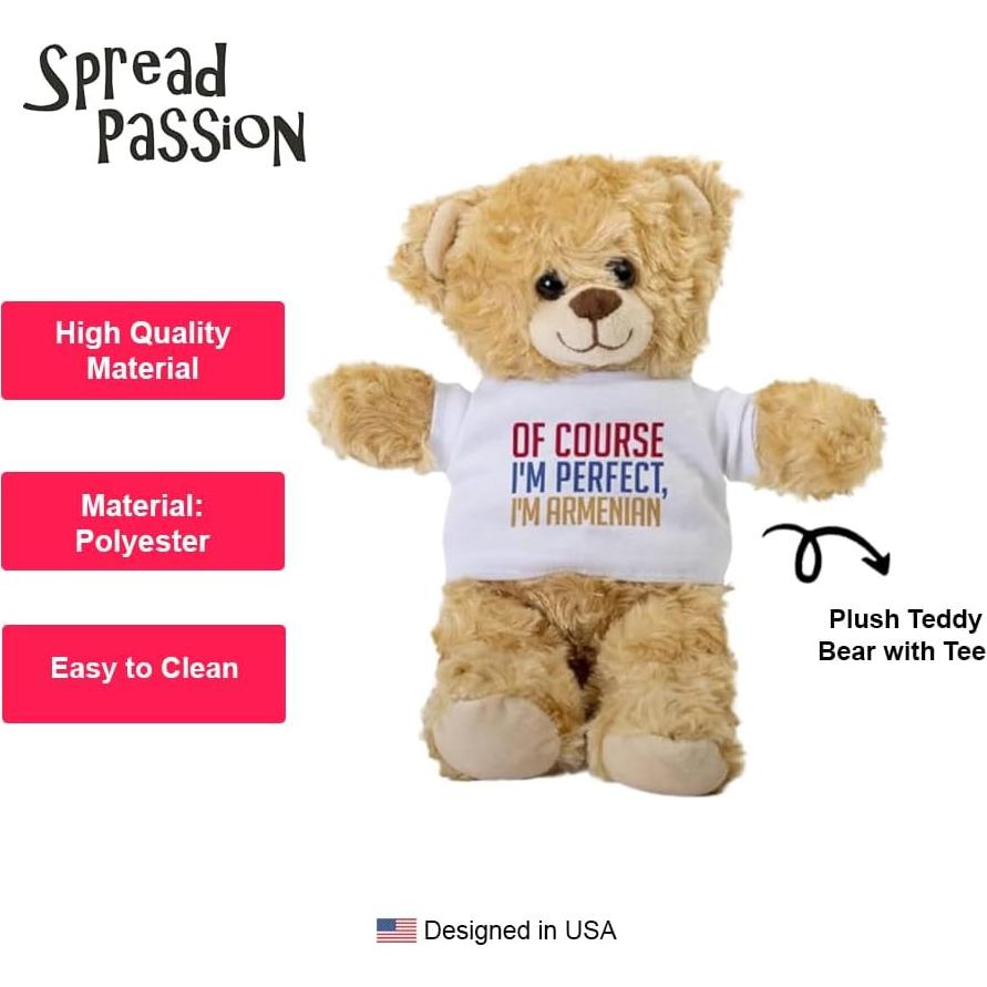 Oso de Peluche SpreadPassion 25.4 cm con Camiseta Blanca