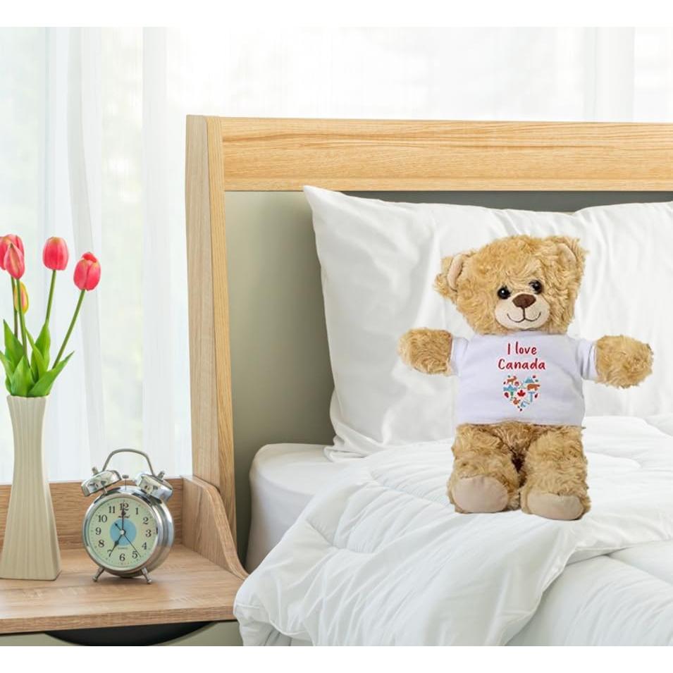 Osito de Peluche I Love Canada 25.4 cm con Camiseta Blanca