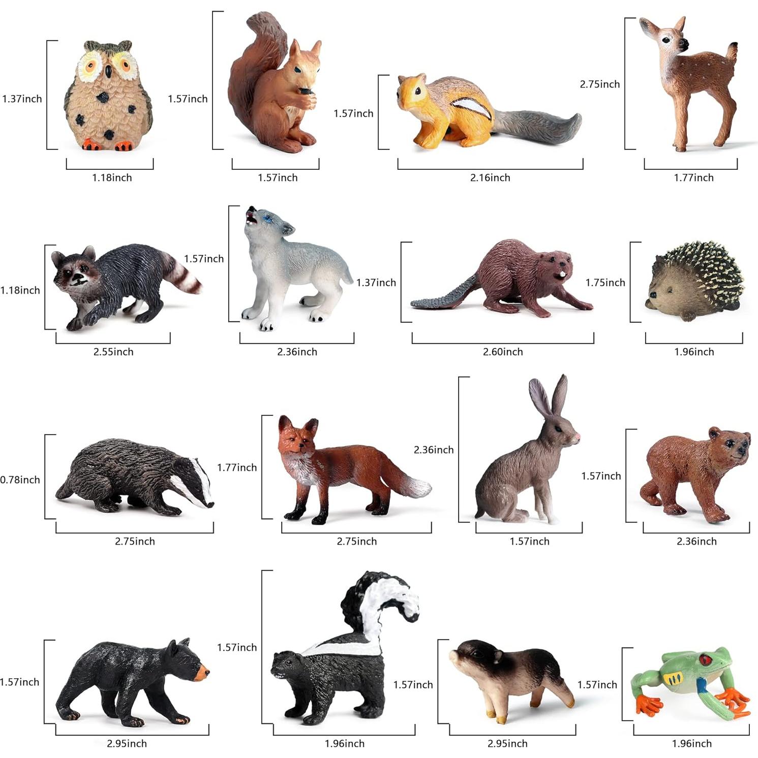 RCOMG 16 Figuras de Animales del Bosque - Juguetes Educativos