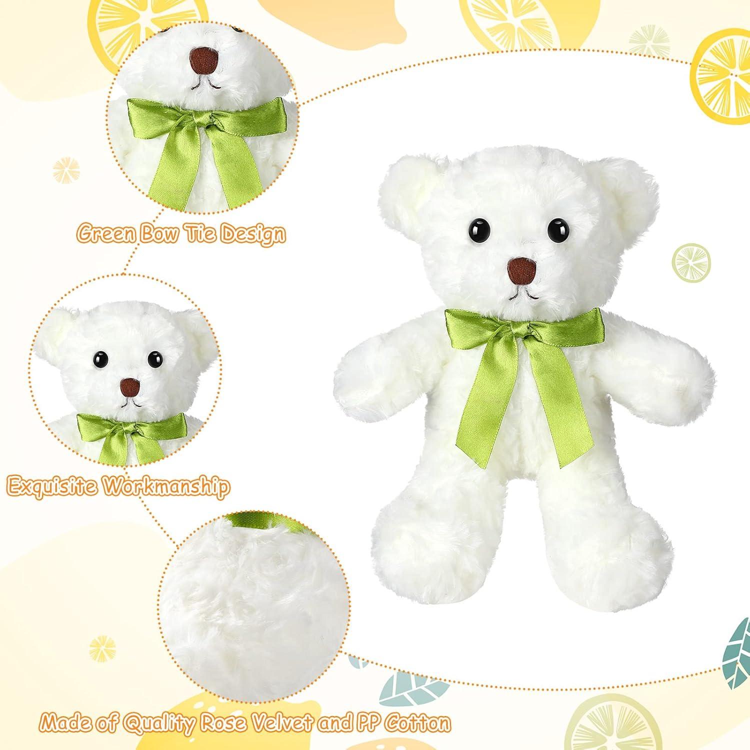 24 Ositos de Peluche Blancos Hungdao 25 cm con Lazo Verde