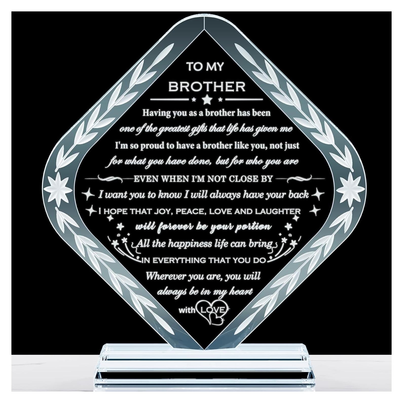 Recuerdo de Cristal Grabado para Hermano - Regalo Especial