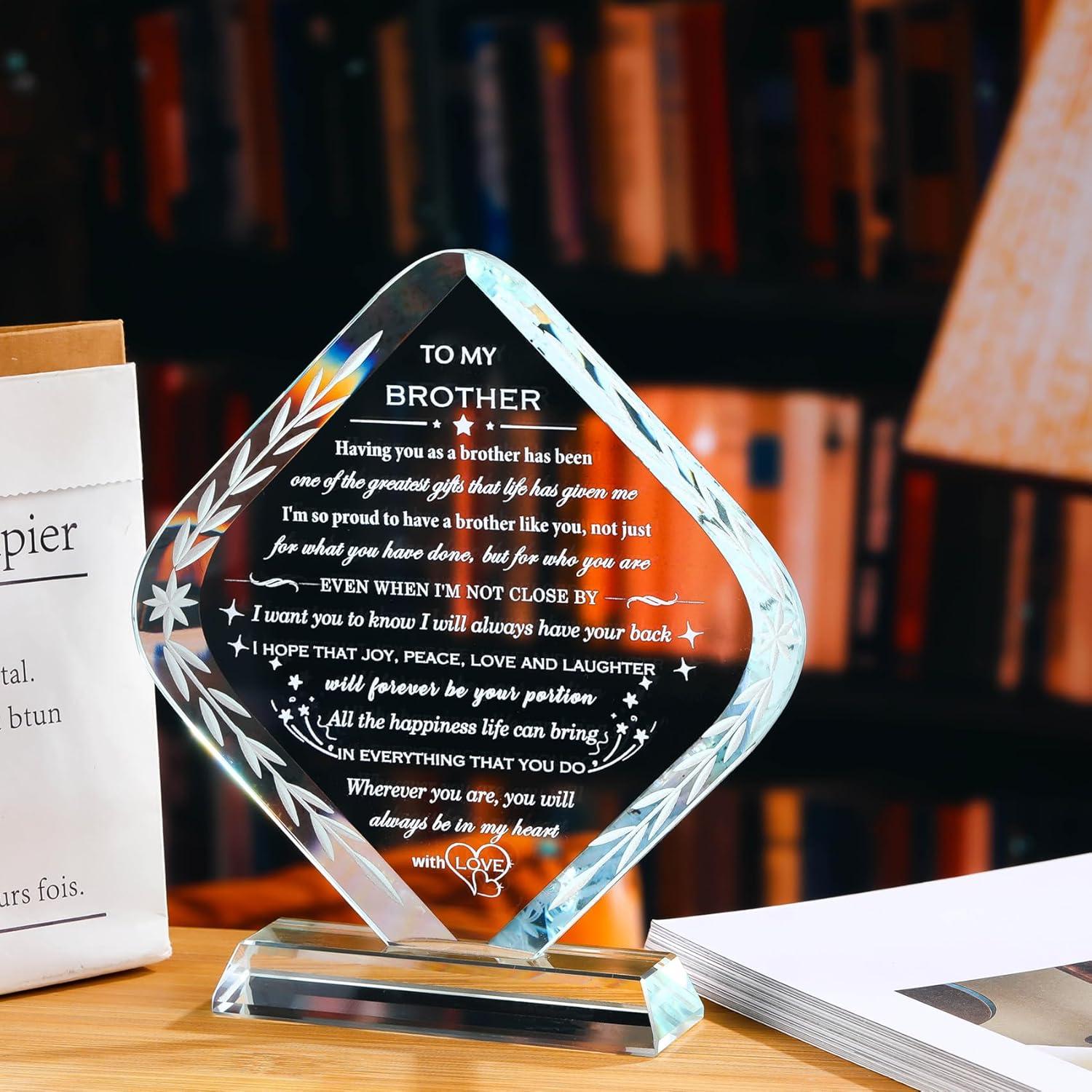 Recuerdo de Cristal Grabado para Hermano - Regalo Especial