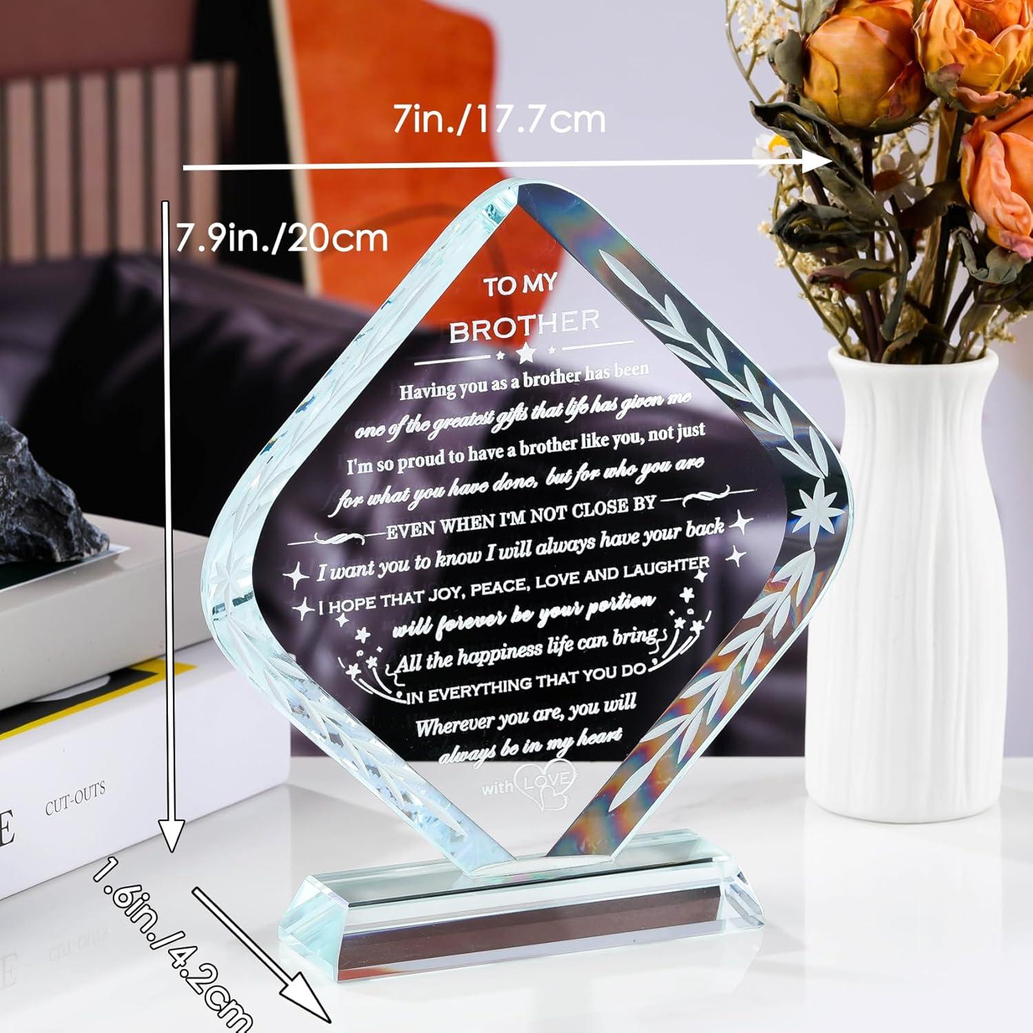 Recuerdo de Cristal Grabado para Hermano - Regalo Especial