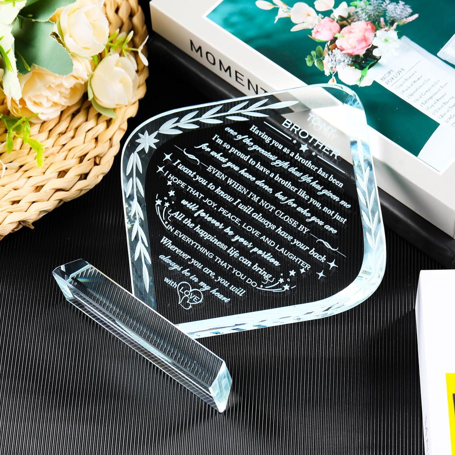 Recuerdo de Cristal Grabado para Hermano - Regalo Especial