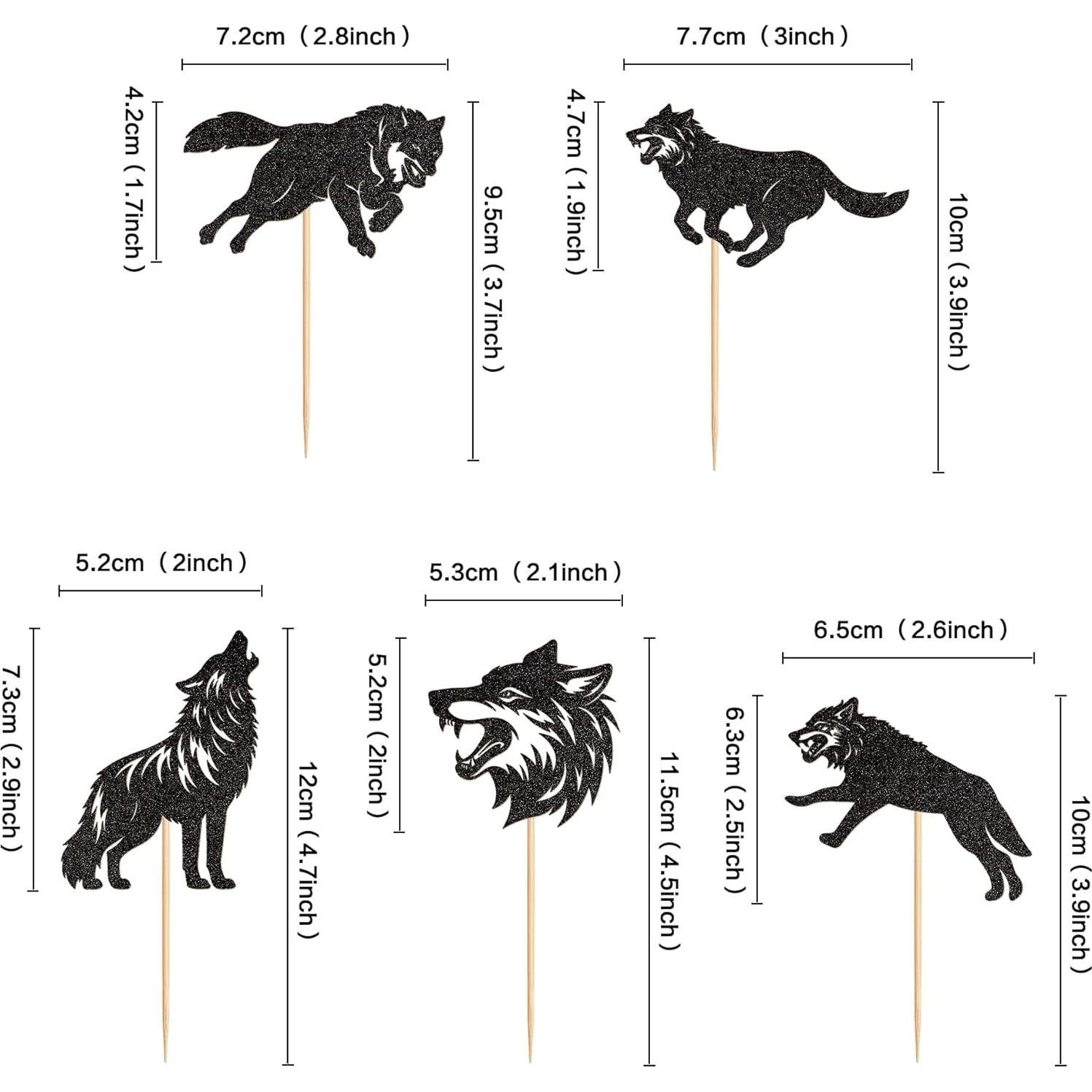 Adornos de Cupcake Ercadio 25 PCS Lobo Negro Brillo