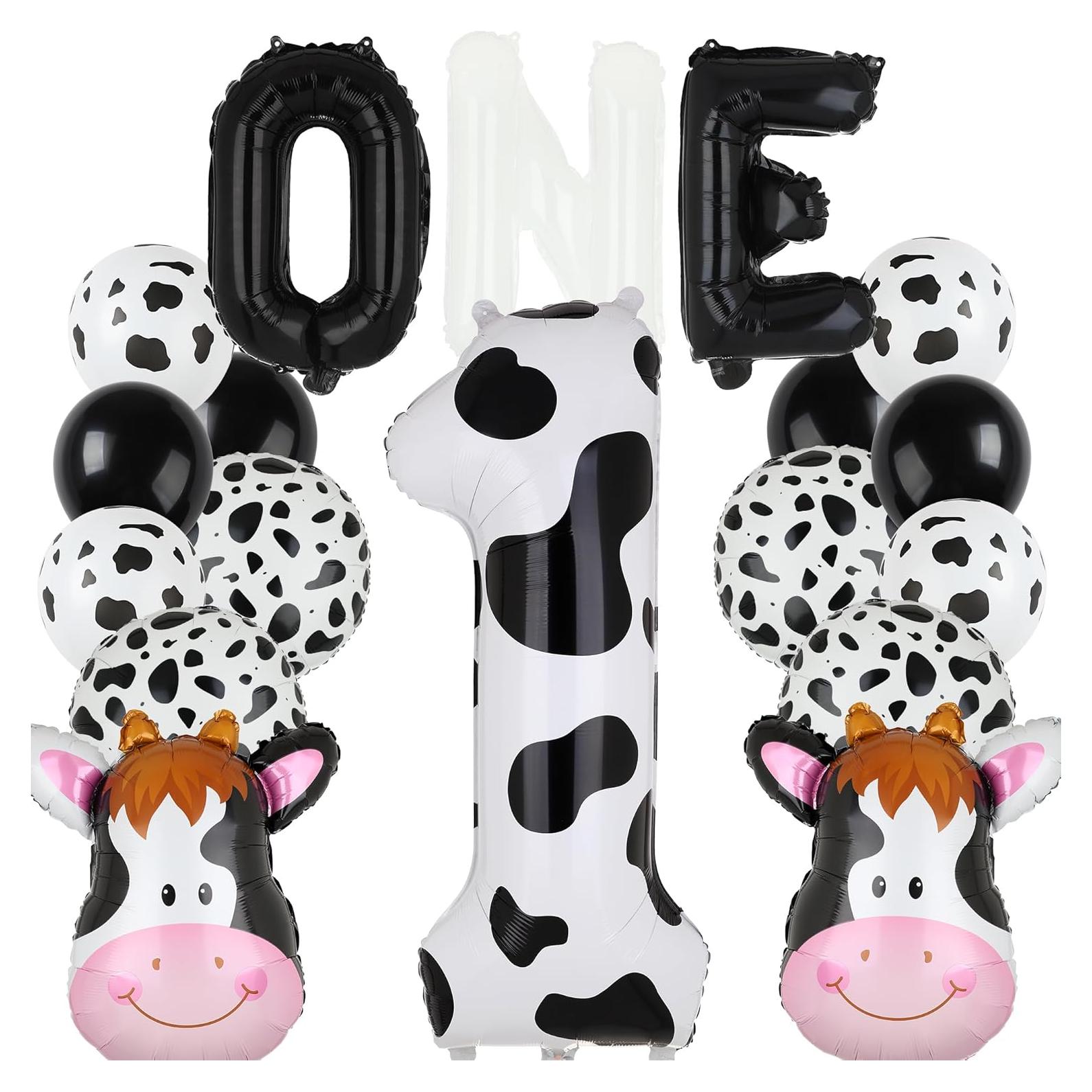 Banner Letras y Globos Vaca GGDE 40 cm Fiesta Cumpleaños