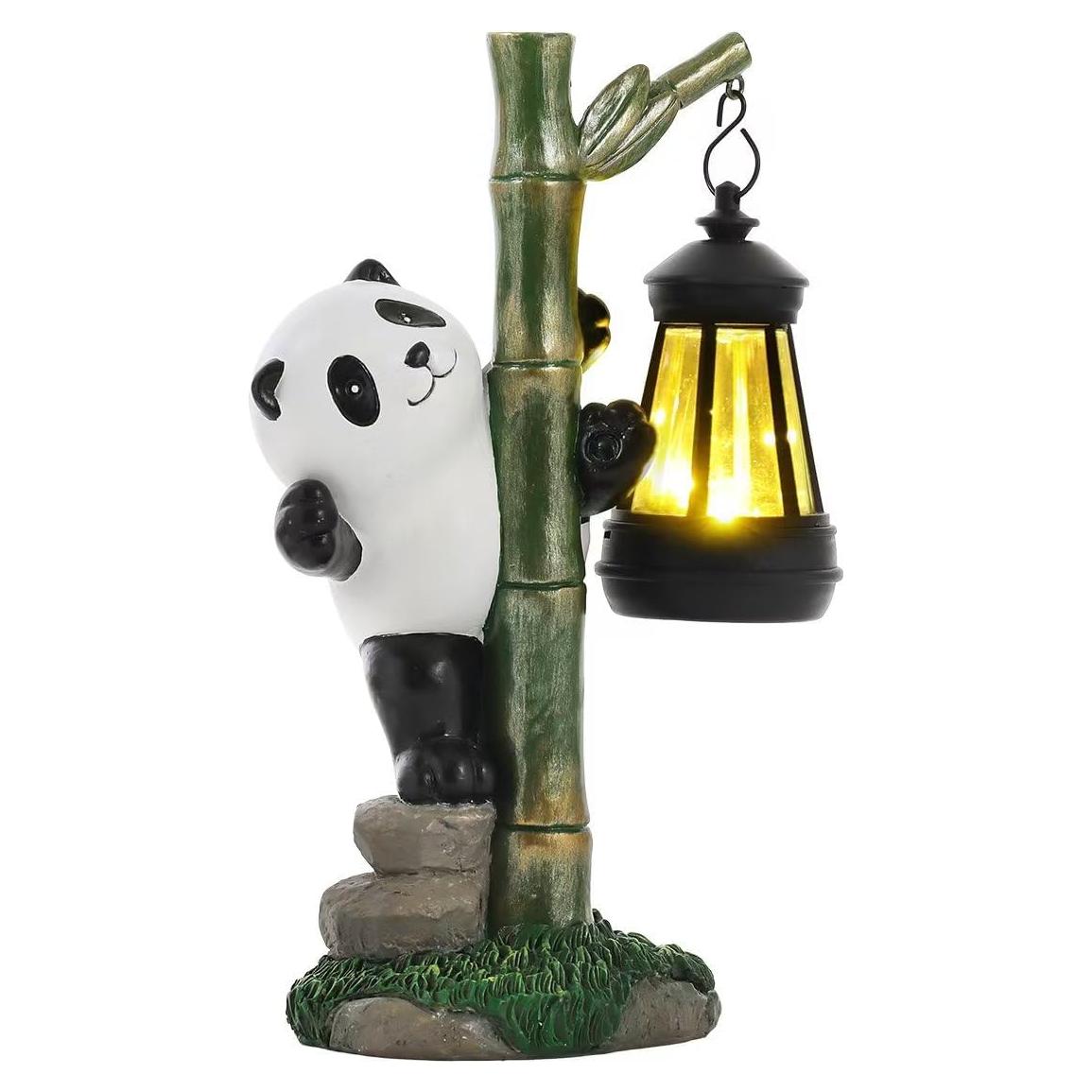 Estatua Solar de Panda para Jardín 25.9 cm - Decoración Exterior