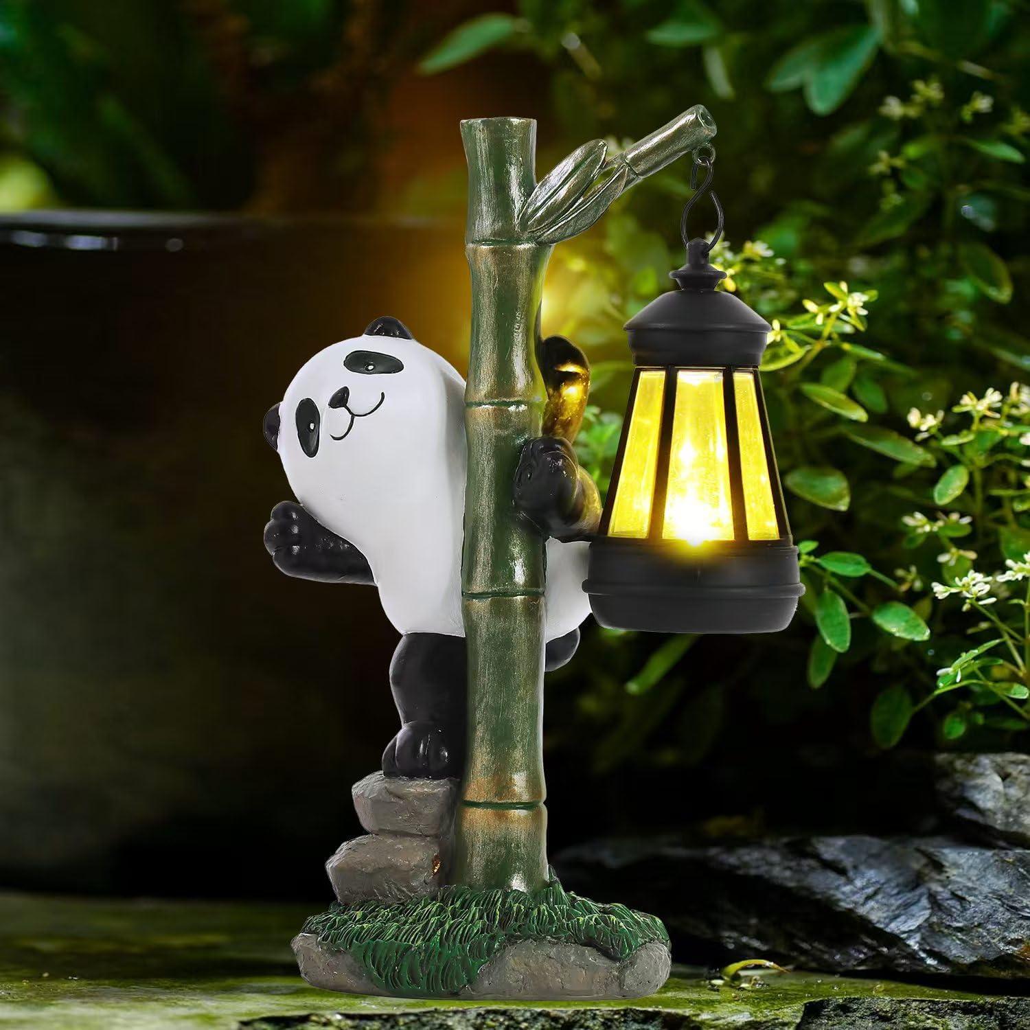 Estatua Solar de Panda para Jardín 25.9 cm - Decoración Exterior