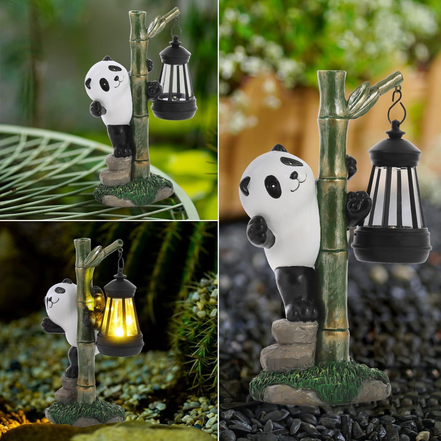 Estatua Solar de Panda para Jardín 25.9 cm - Decoración Exterior
