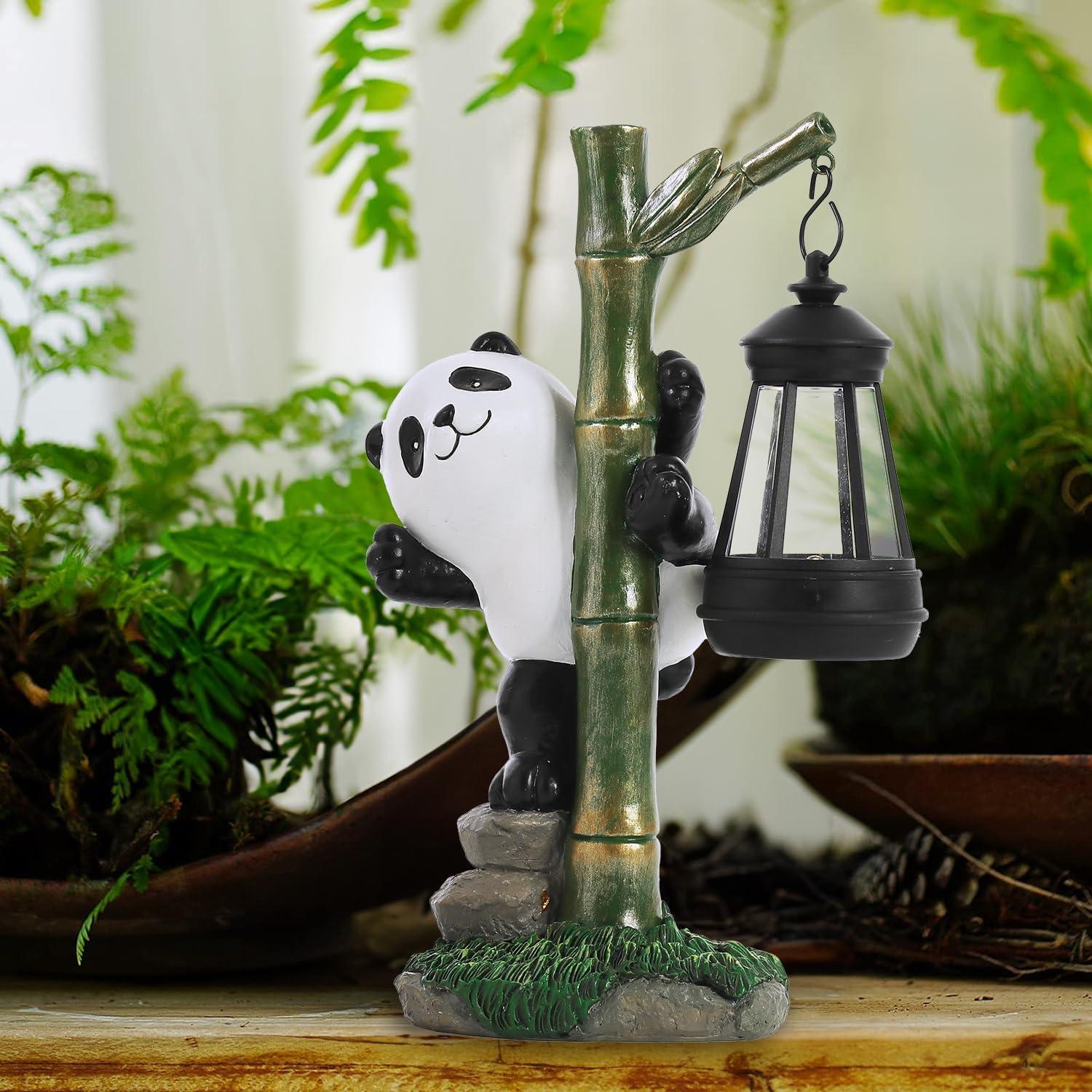 Estatua Solar de Panda para Jardín 25.9 cm - Decoración Exterior
