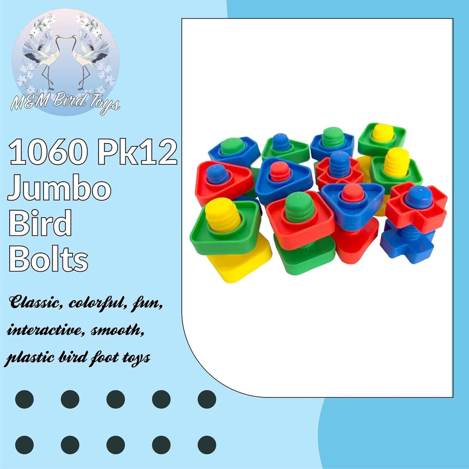Juguetes Interactivos para Aves M&M Bird Toys Jumbo Bird Bolt Pk12