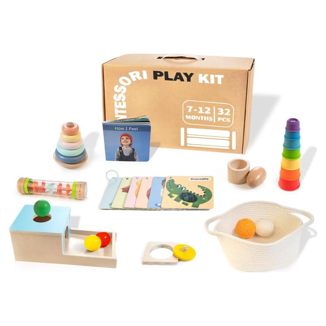 Juguetes Montessori de Madera WOODMAM 9 en 1 para Bebés 6-12M