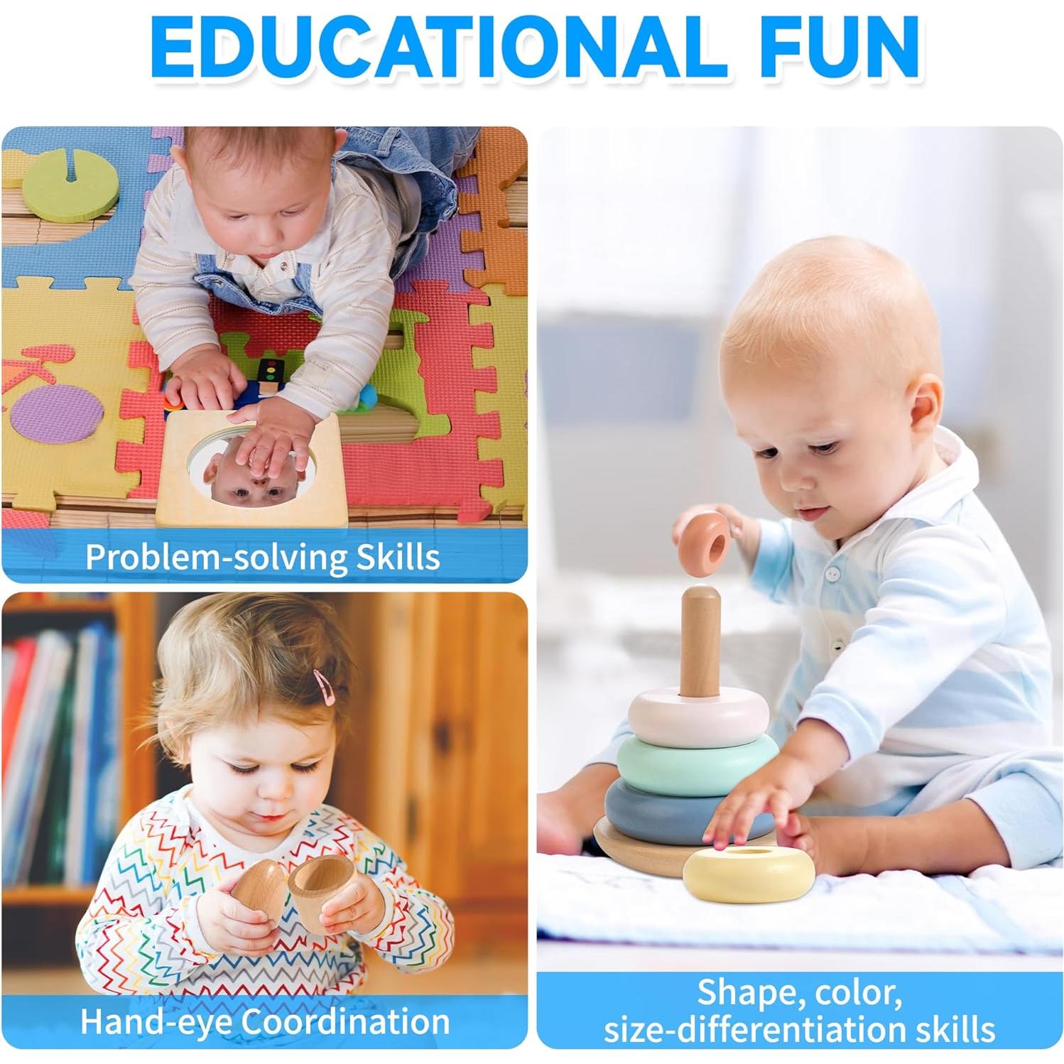 Juguetes Montessori de Madera WOODMAM 9 en 1 para Bebés 6-12M