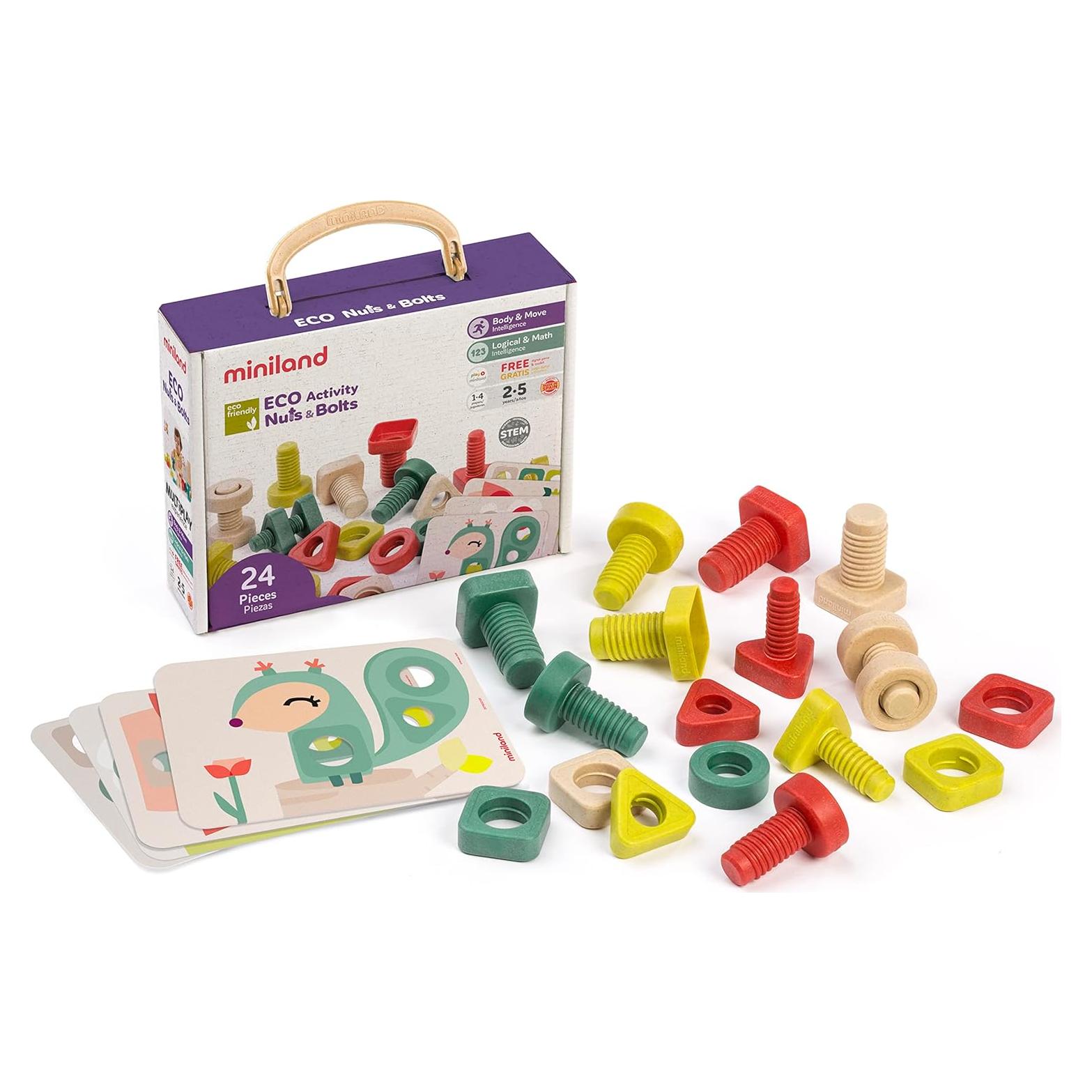 Miniland Tuercas y Tornillos Ecológicos - Actividades STEM
