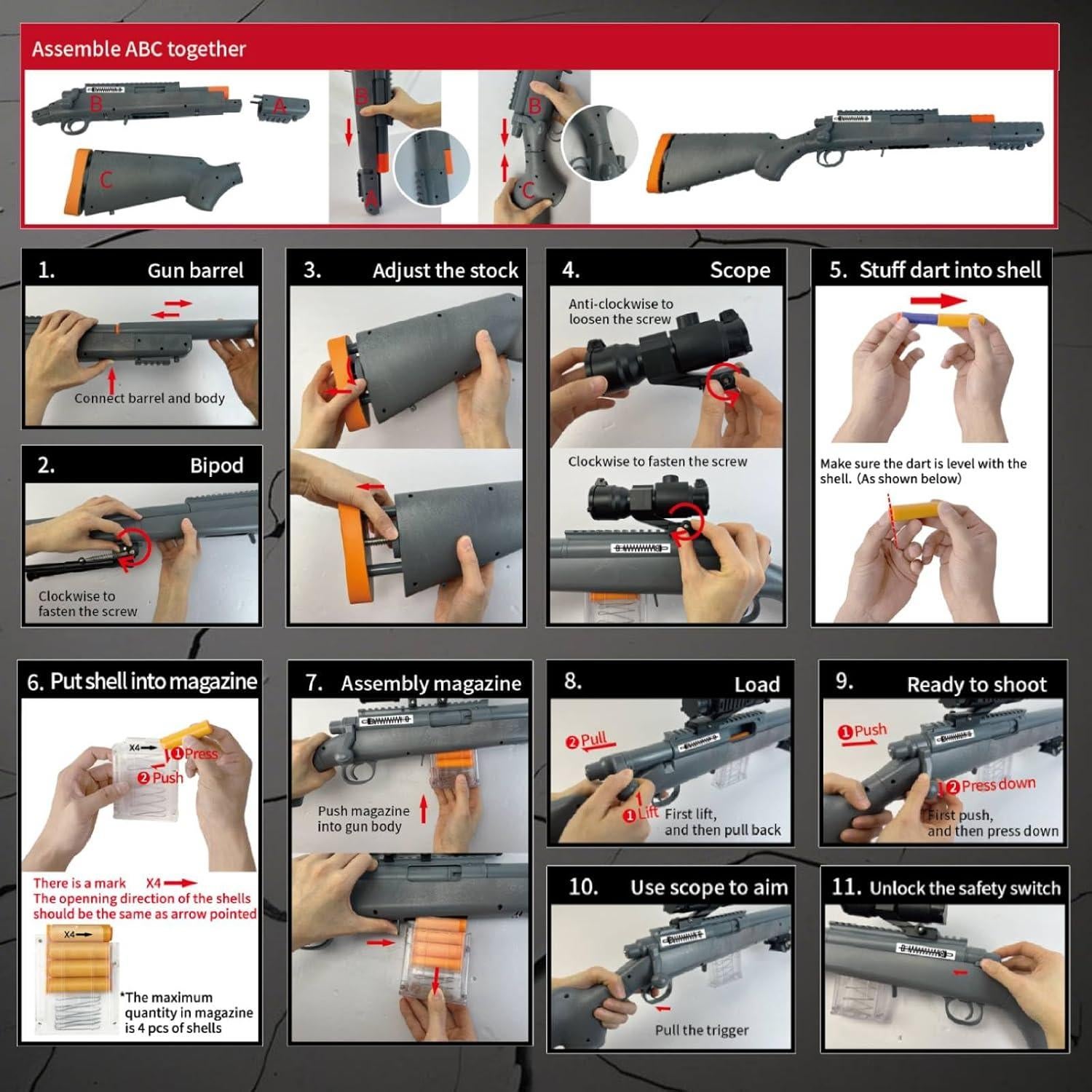 Pistola de Juguete AGM MASTECH M24 con 40 Dardos y 20 Casquillos