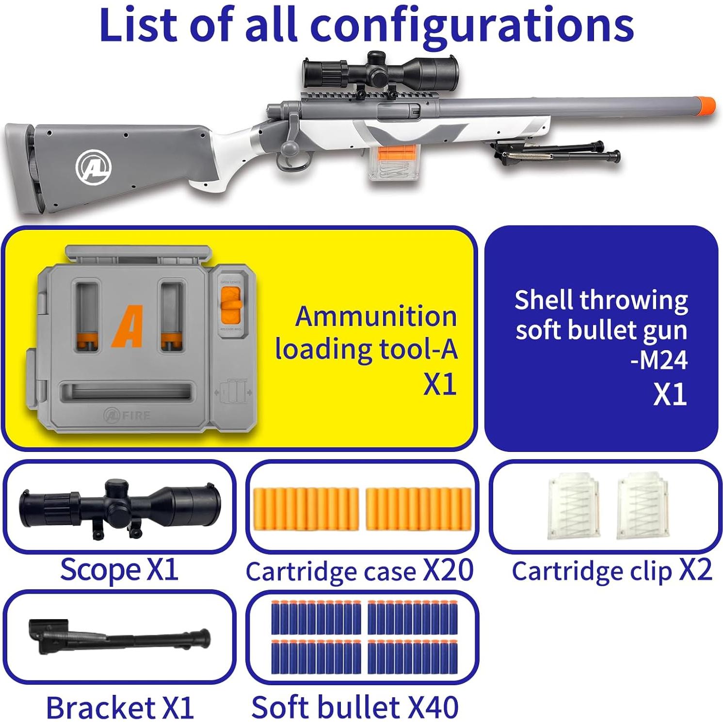Pistola de Juguete M24 SHANTOU 2.1kg con Cargador Rápido